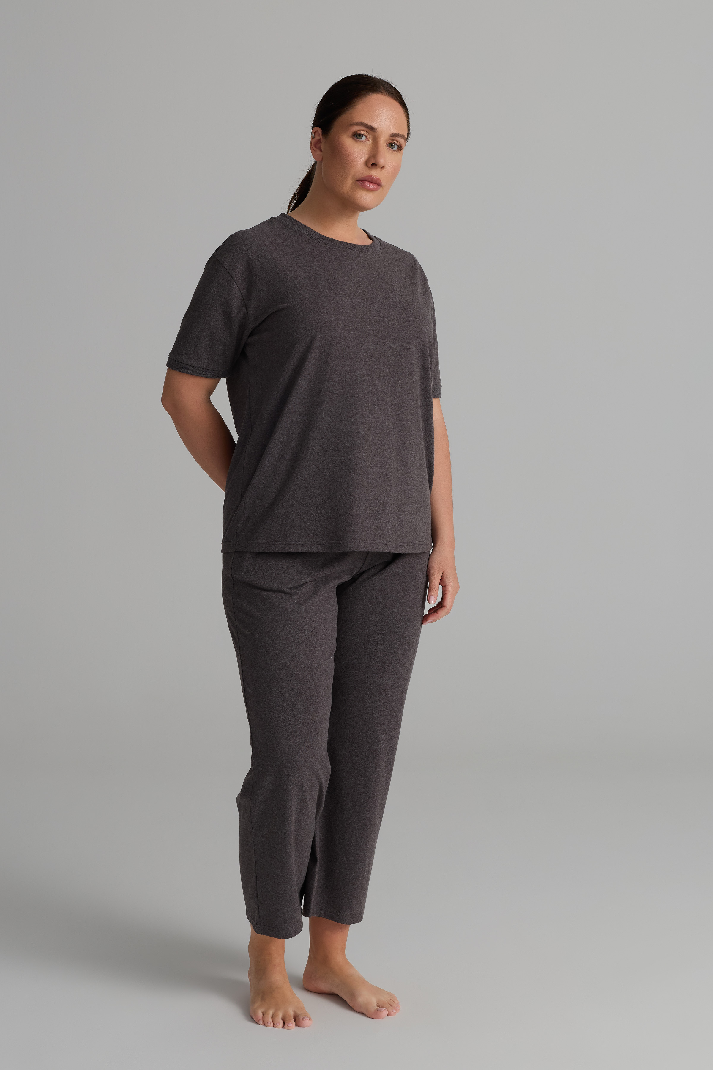 Kadın Plus Size Pamuklu Kısa Kollu Uzun Pijama Takımı