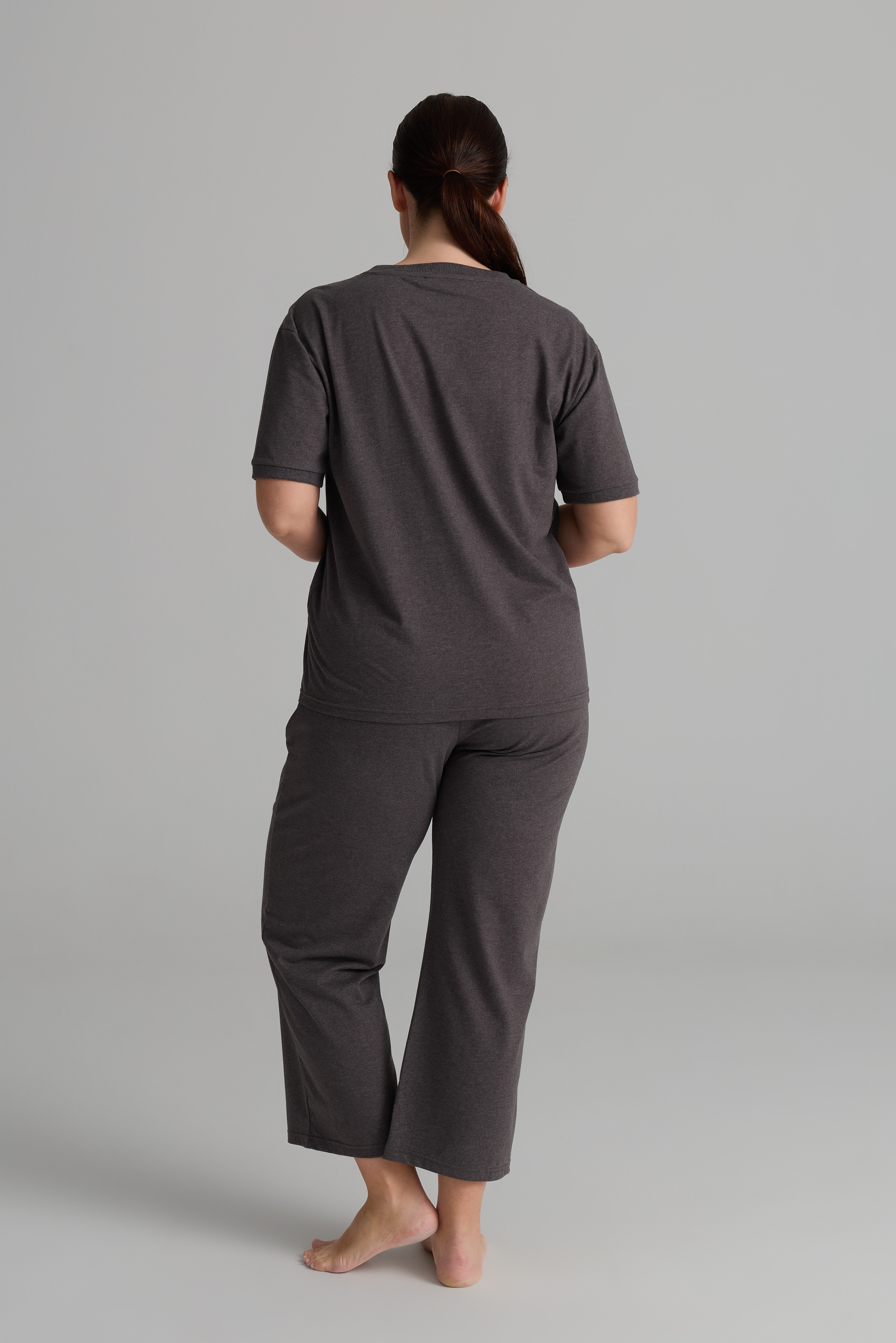 Kadın Plus Size Pamuklu Kısa Kollu Uzun Pijama Takımı