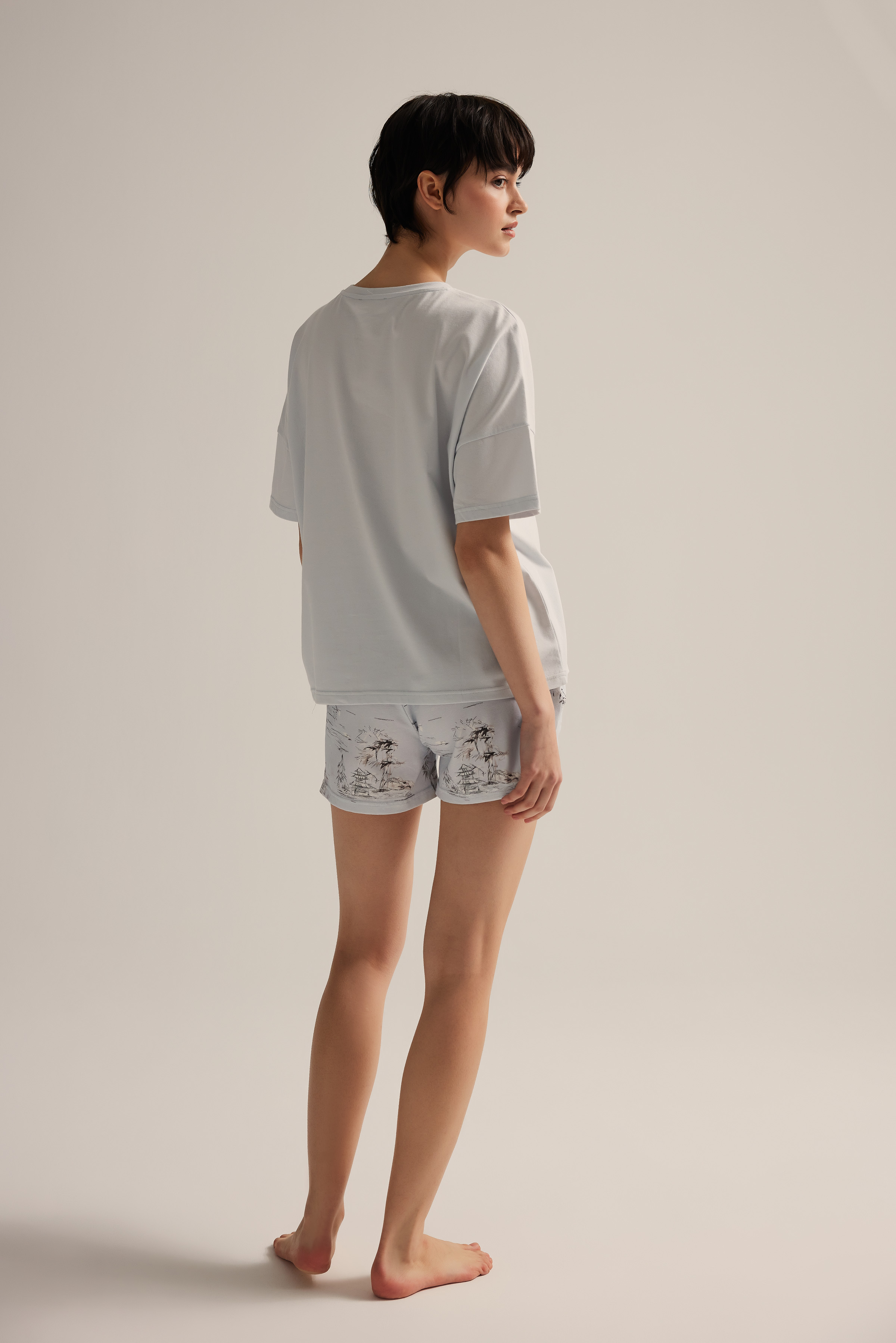 Kadın Pamuklu Cepli Şort Pijama Altı