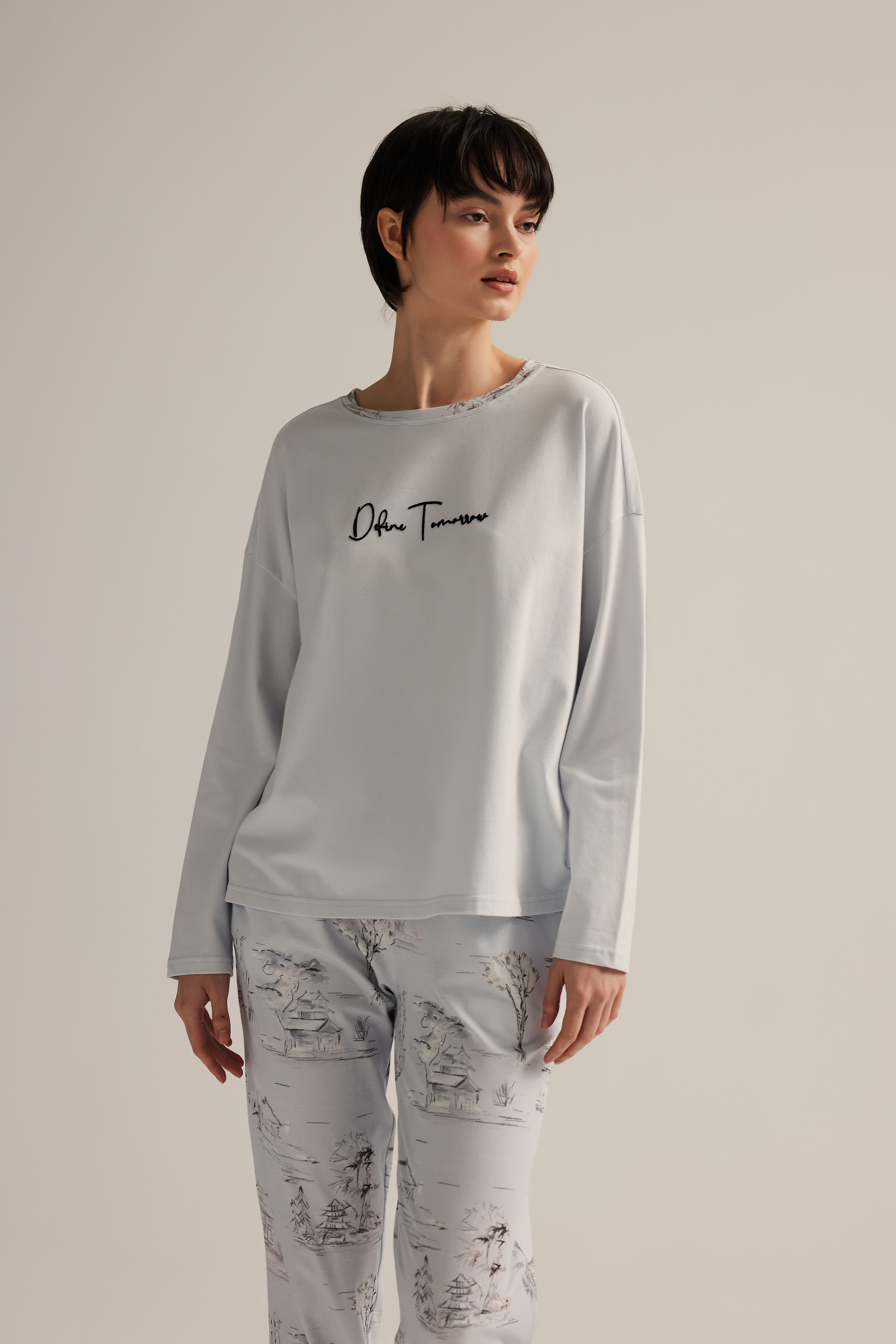 Kadın Pamuklu Uzun Kollu Pijama Takımı