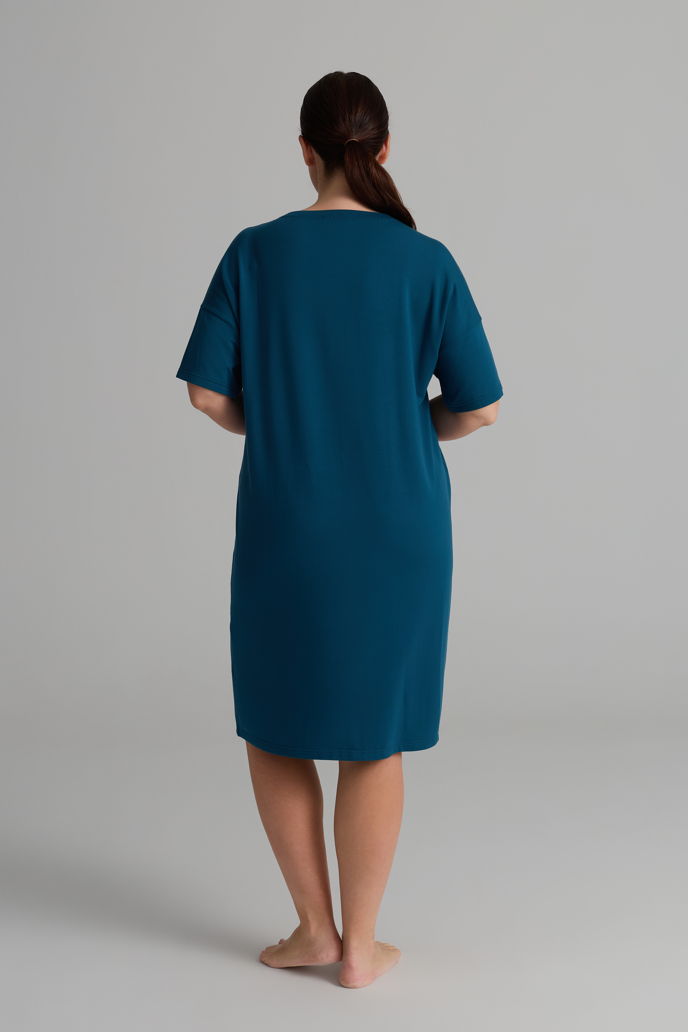 Kadın Plus Size Modal İki İplik Kısa Kollu Elbise