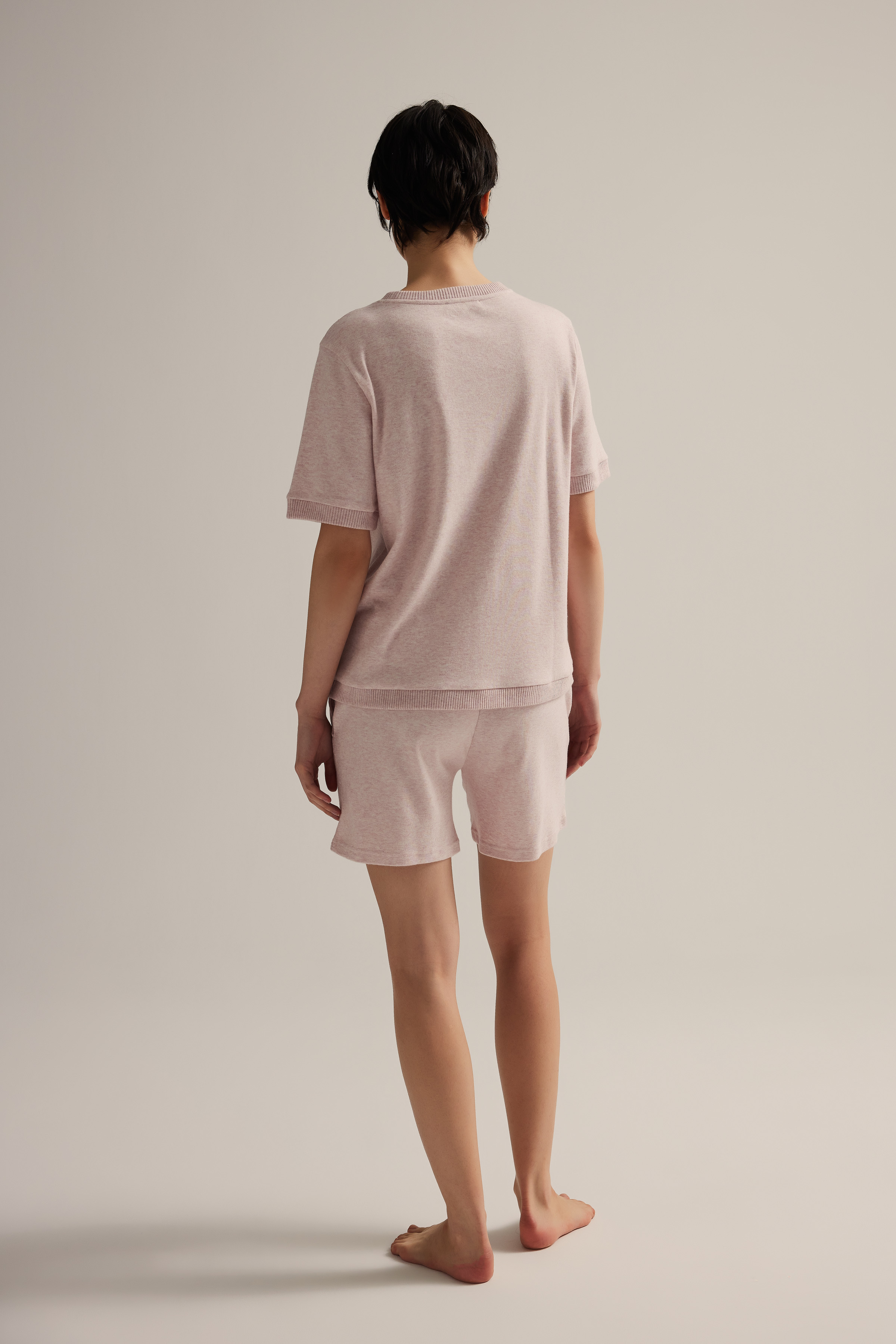 Kadın Pamuklu Örme Kısa Kollu Şortlu Takım