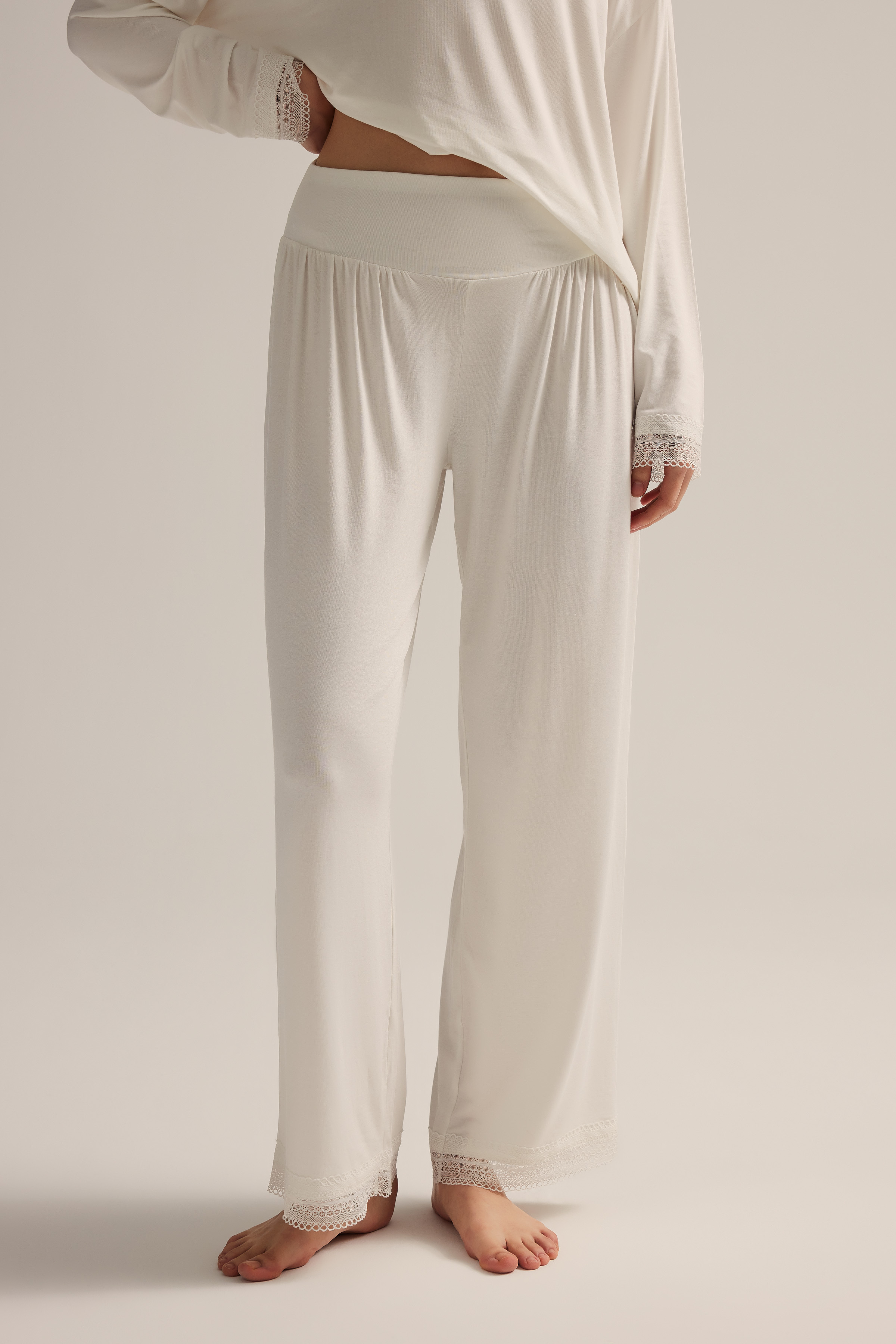 Kadın Viscose Büzgü Detaylı Yırtmaçlı Pijama Altı