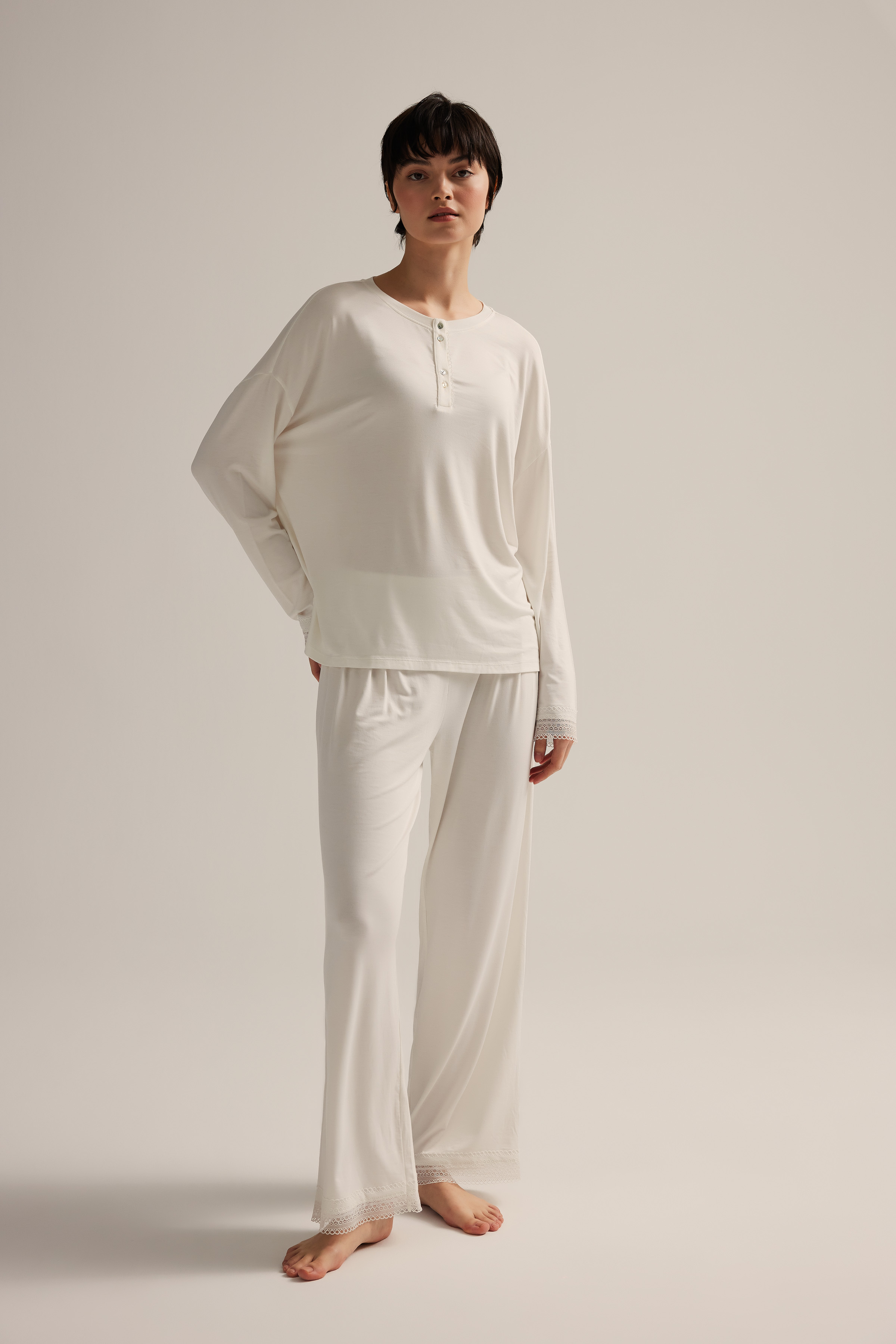 Kadın Viscose Büzgü Detaylı Yırtmaçlı Pijama Altı