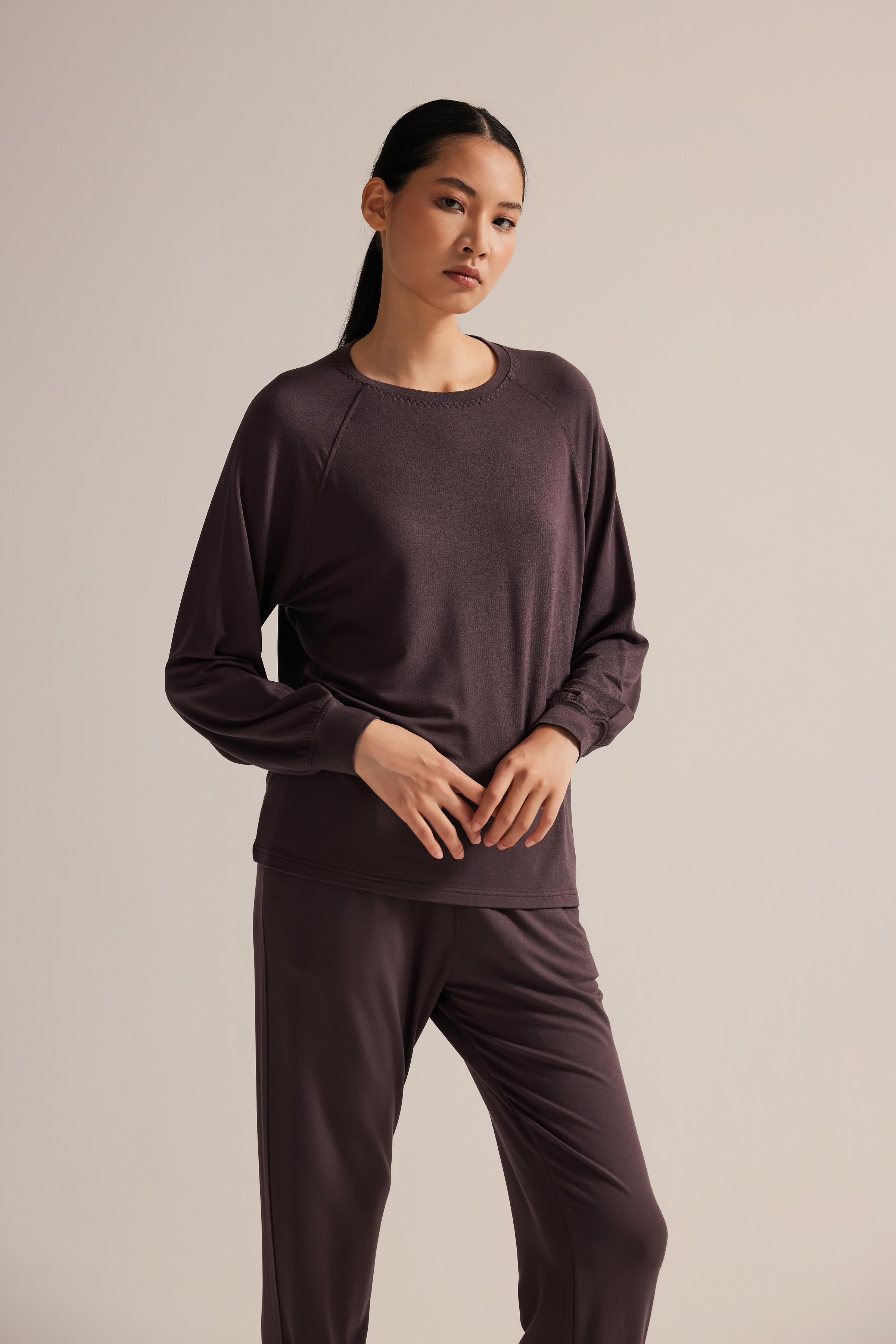 Kadın Modal İki İplik Uzun Reglan Kollu Sweatshirt