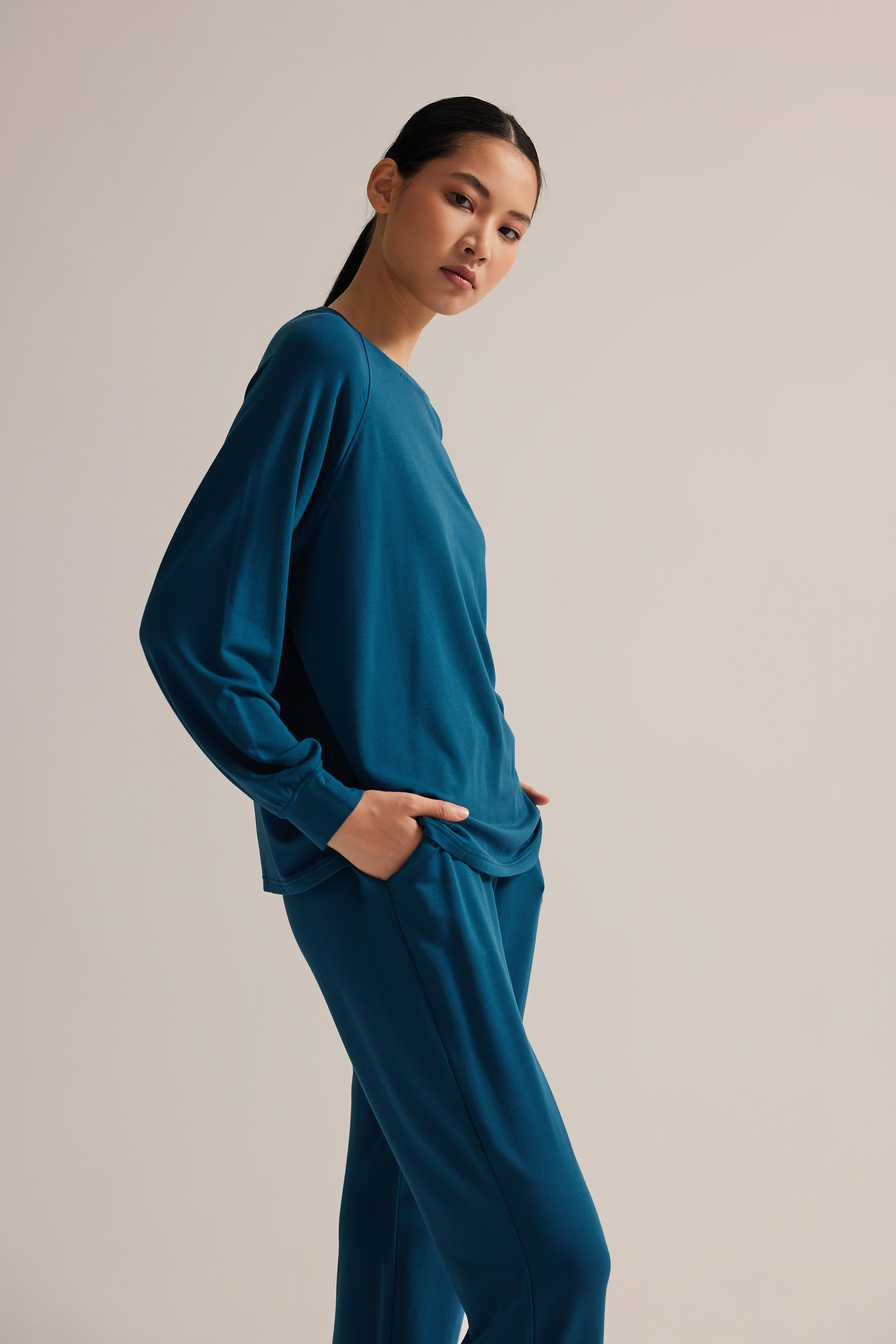 Kadın Modal İki İplik Uzun Reglan Kollu Sweatshirt