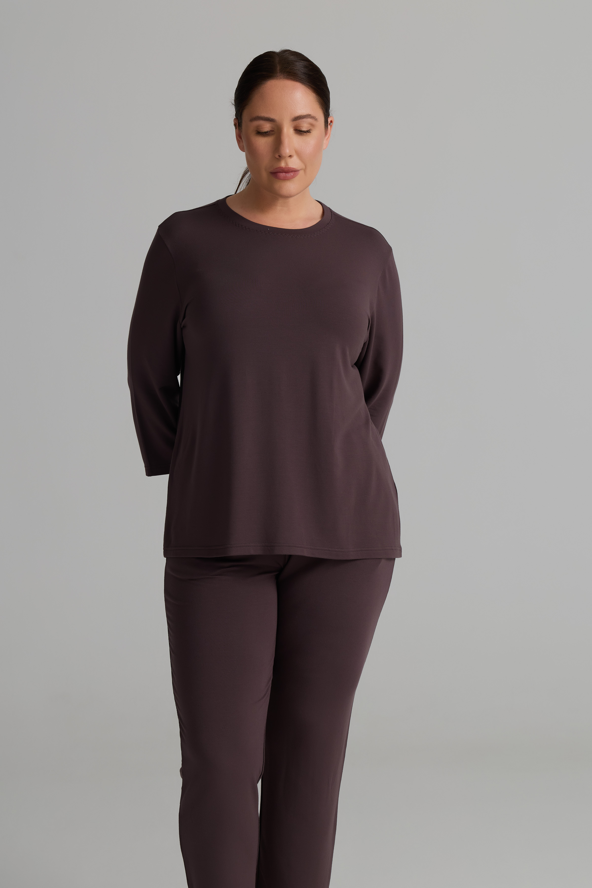 Kadın Plus Size Modal İki İplik Kısa Kollu T-shirt