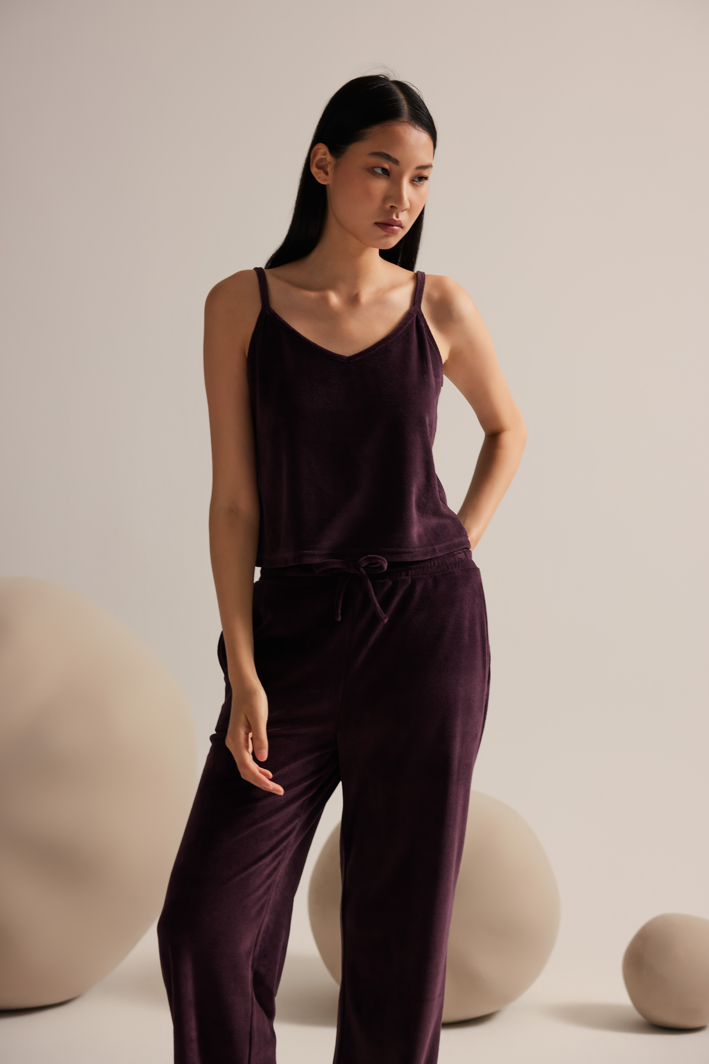 Kadın Modal Kadife İp Askılı Atlet