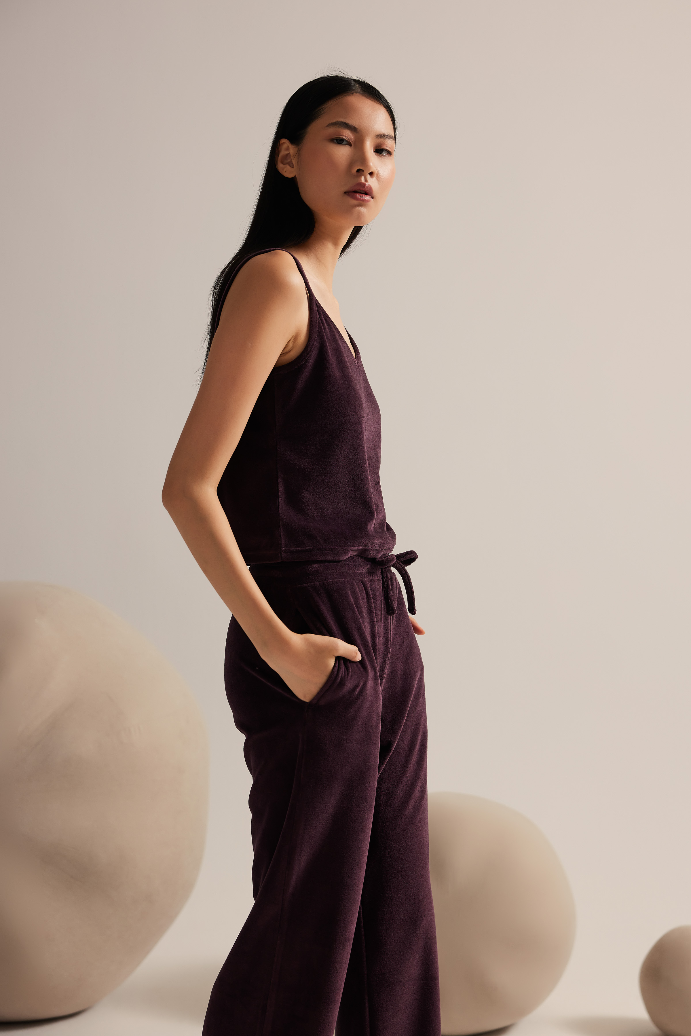 Kadın Modal Kadife İp Askılı Atlet