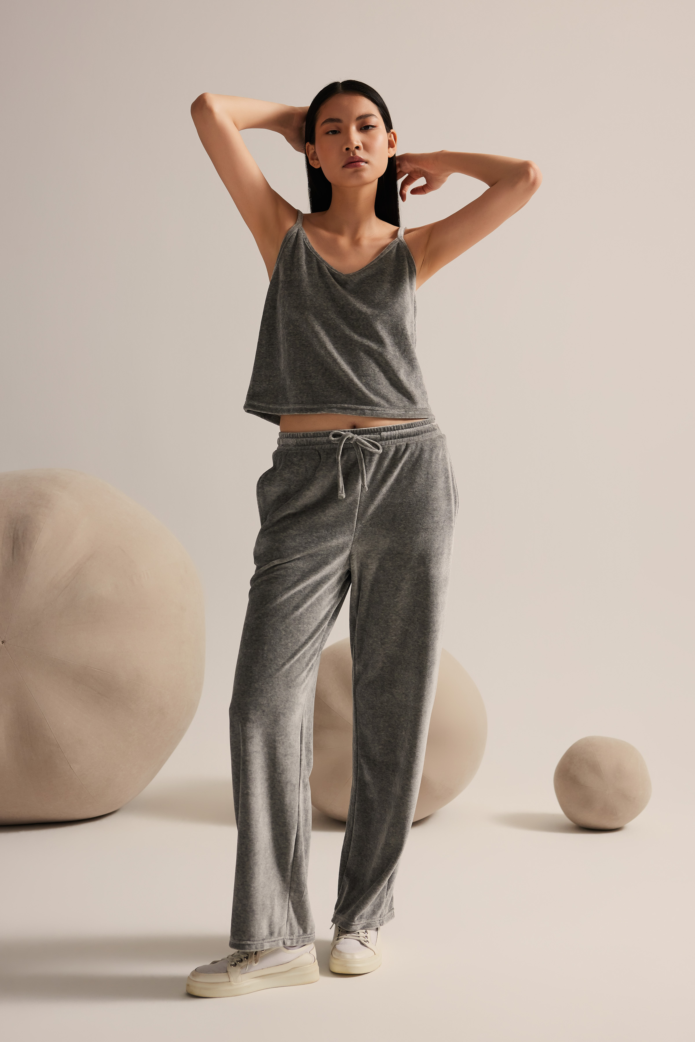 Kadın Modal Kadife Bol Paça Eşofman Altı