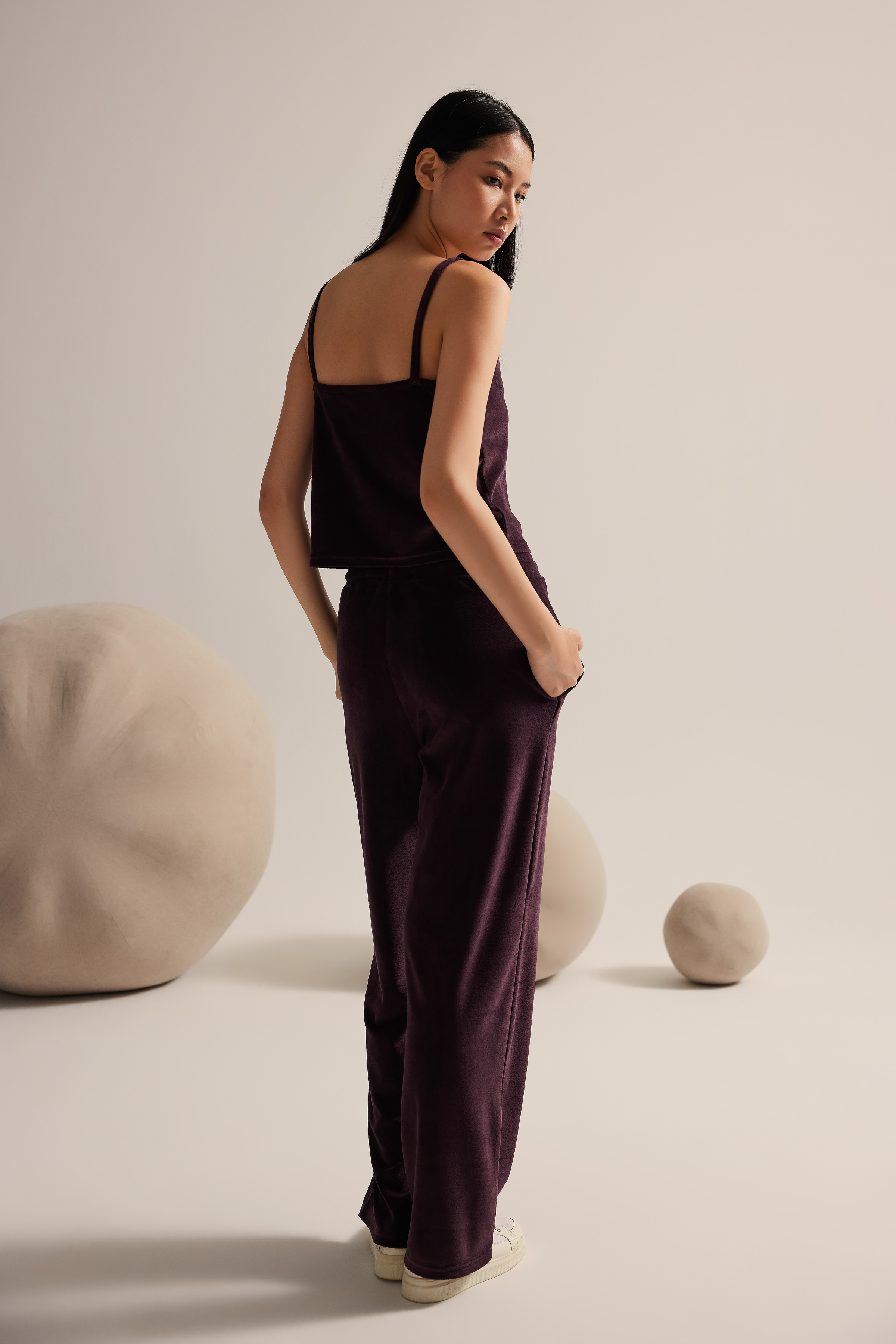 Kadın Modal Kadife Bol Paça Eşofman Altı