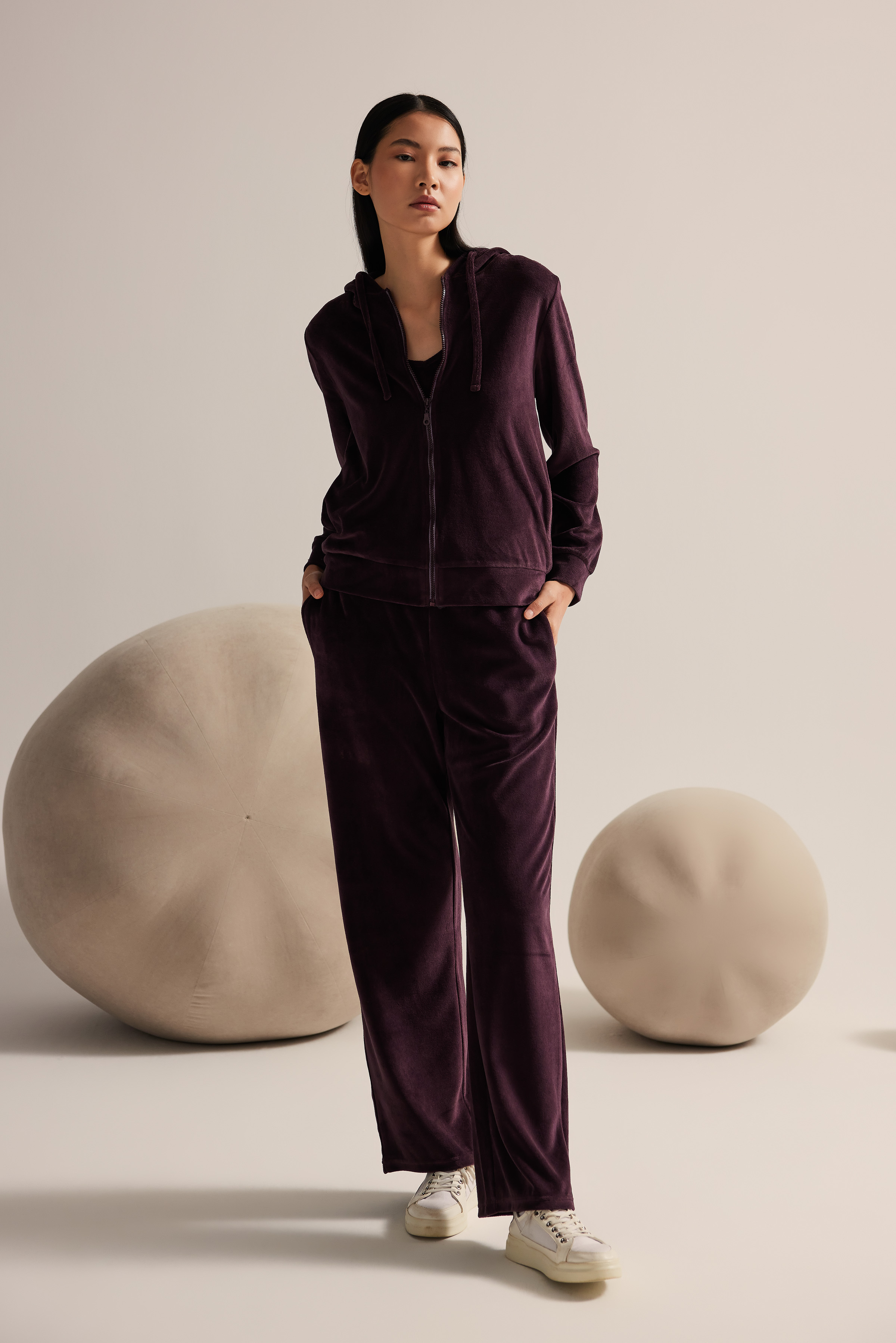 Kadın Modal Kadife Bol Paça Eşofman Altı