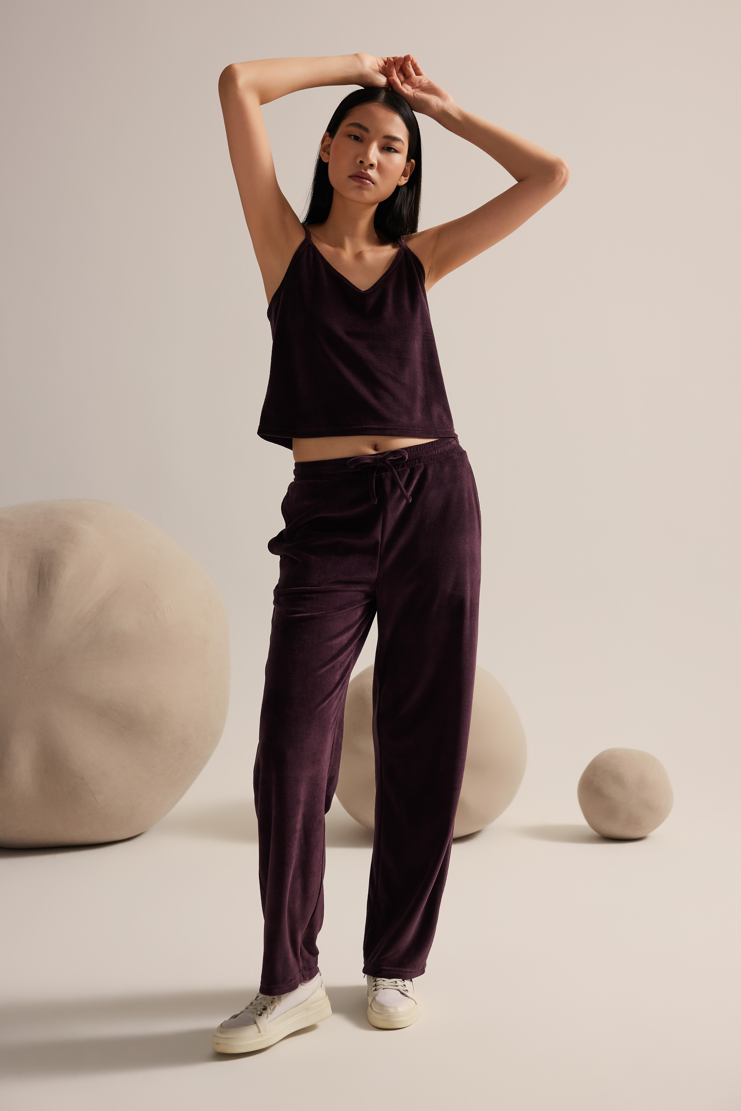 Kadın Modal Kadife Bol Paça Eşofman Altı