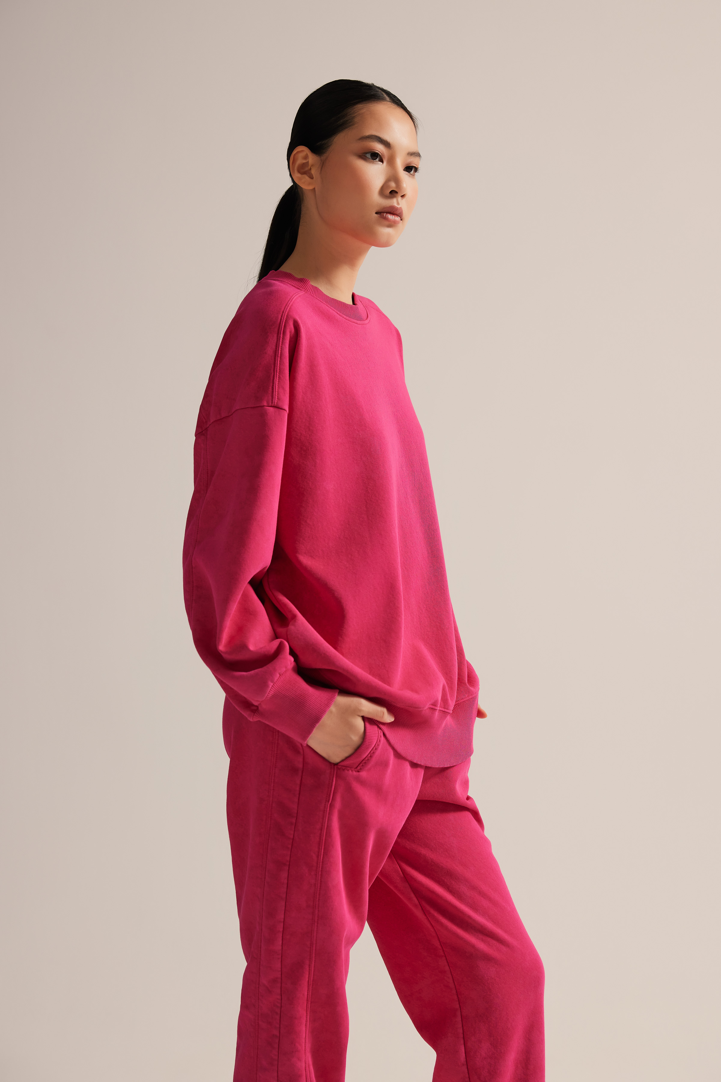 Kadın Pamuklu İçi Tüylü Yıkamalı Sweatshirt