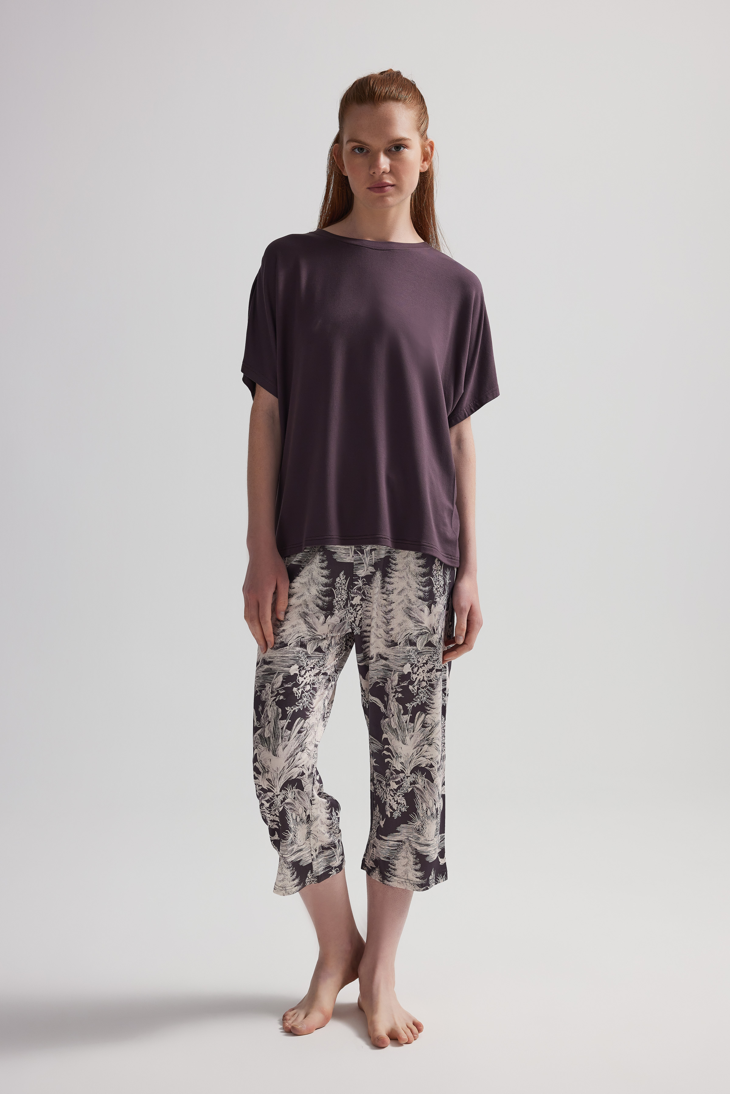 Kadın Modal İki İplik Kısa Kollu Kapri Pijama Takımı	