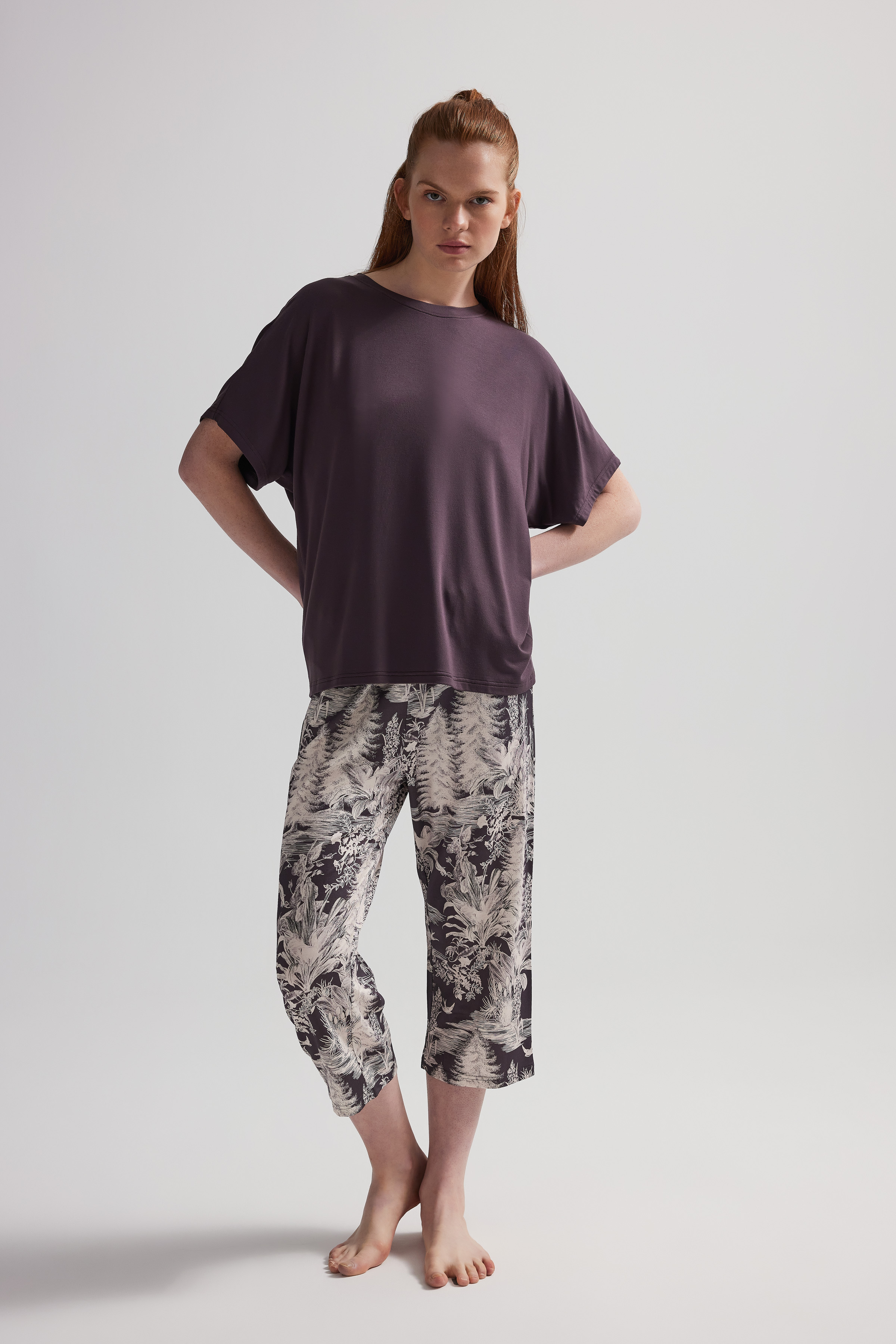 Kadın Modal İki İplik Kısa Kollu Kapri Pijama Takımı	