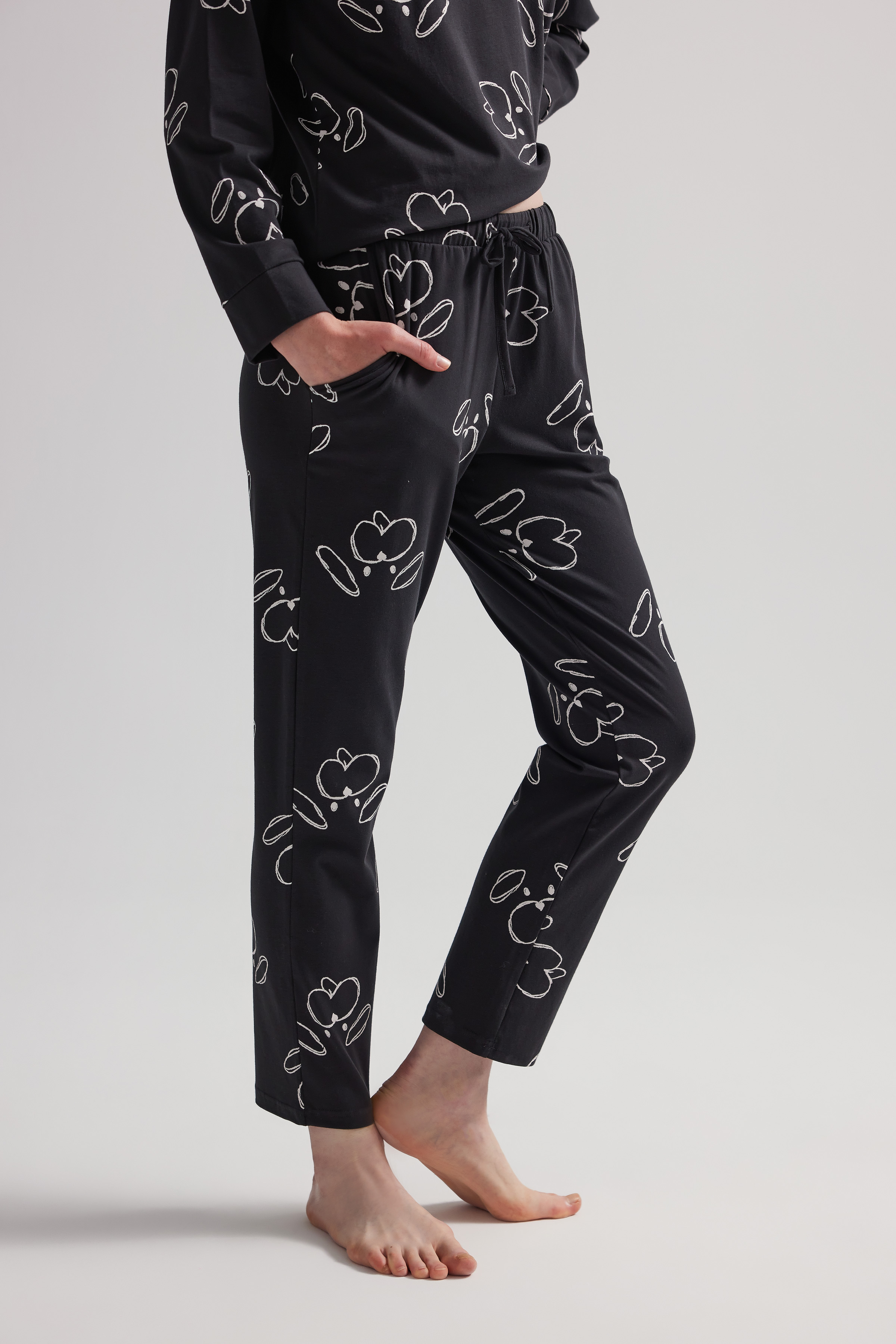 Kadın Pamuklu Reglan Uzun Kollu Pijama Üstü