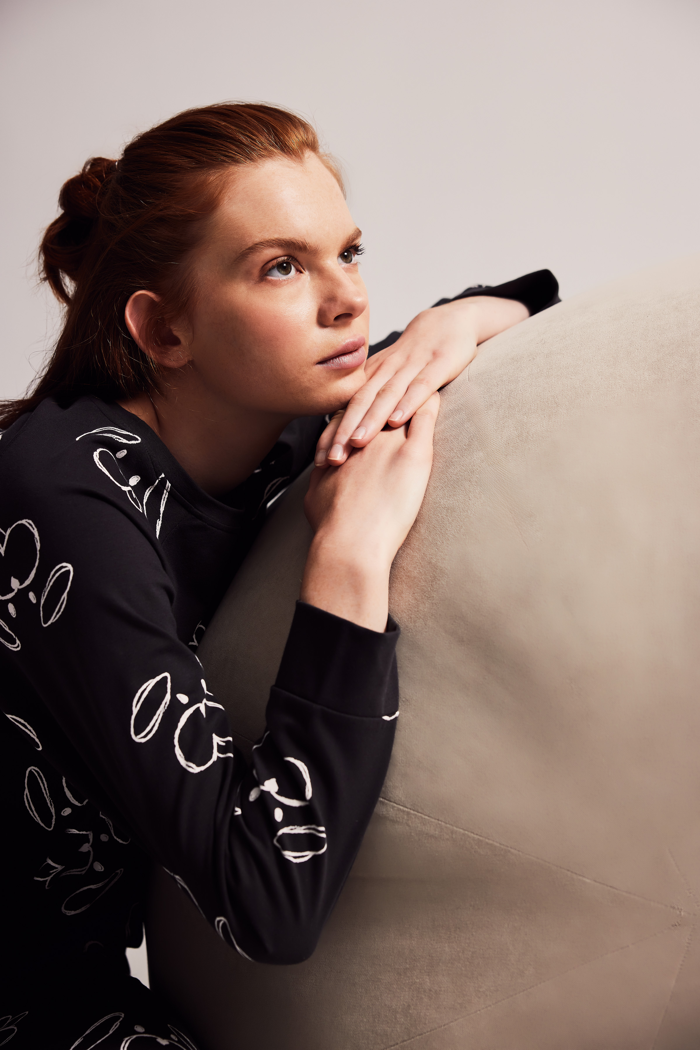 Kadın Pamuklu Reglan Uzun Kollu Pijama Üstü