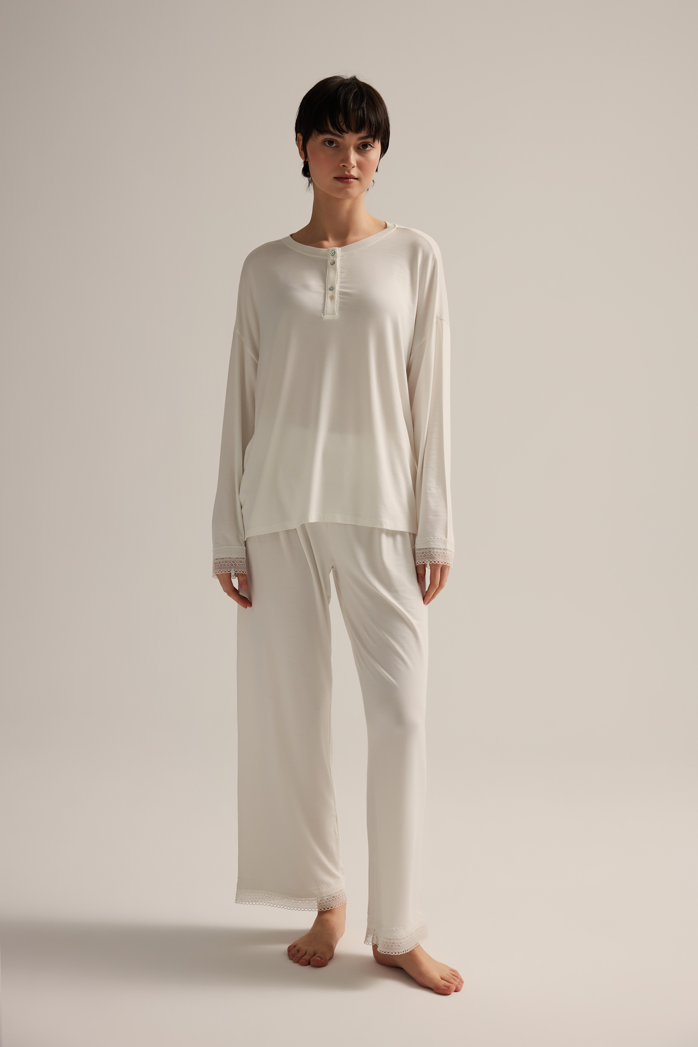 Hamile Viscose Büzgü Detaylı Yırtmaçlı Pijama Altı