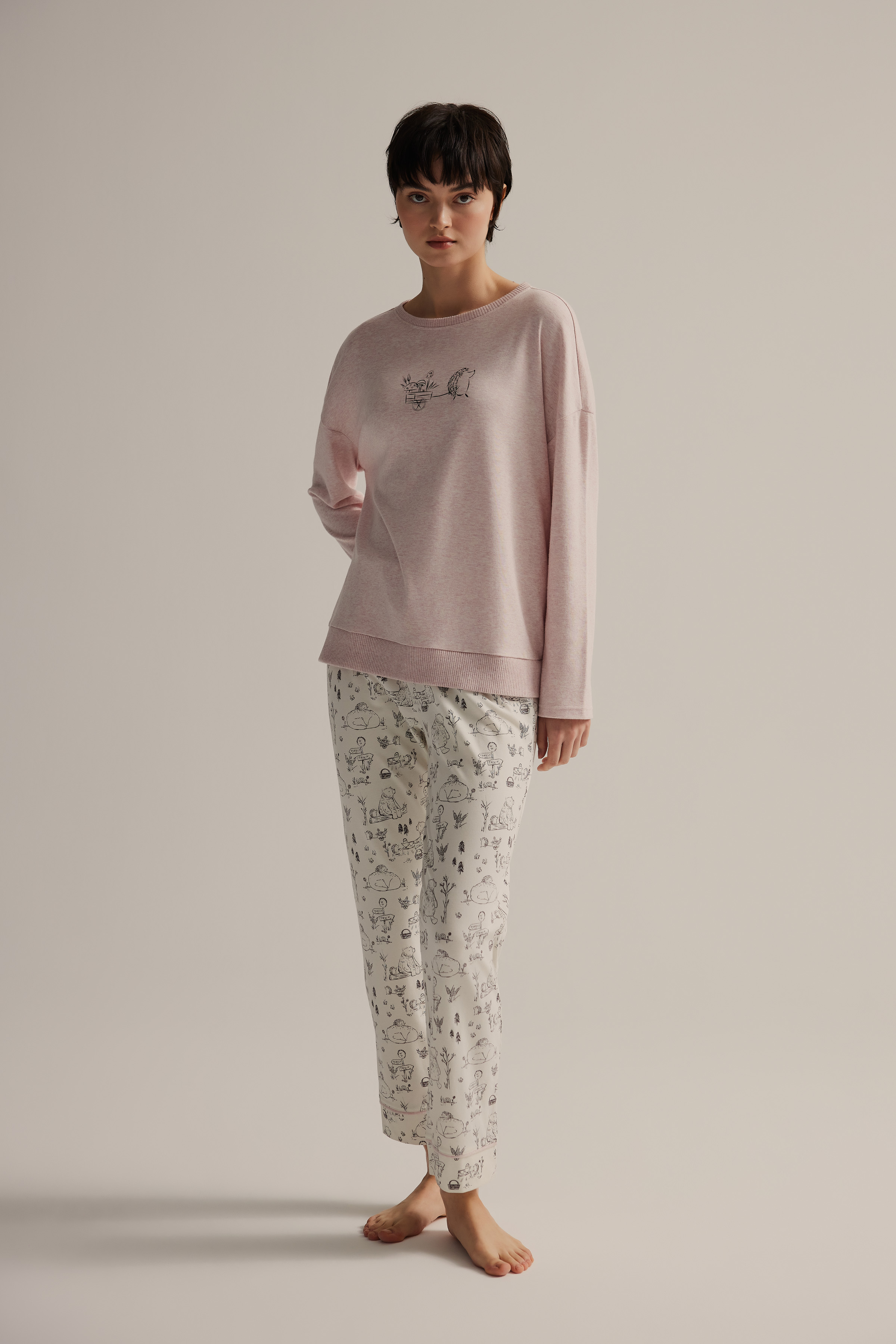 Kadın Pamuklu Uzun Kollu Pijama Takımı