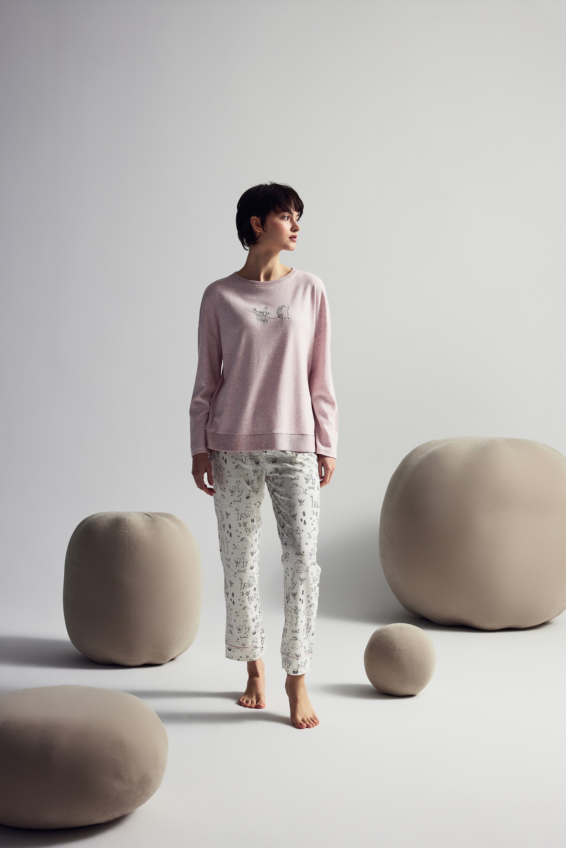 Kadın Pamuklu Uzun Kollu Pijama Takımı