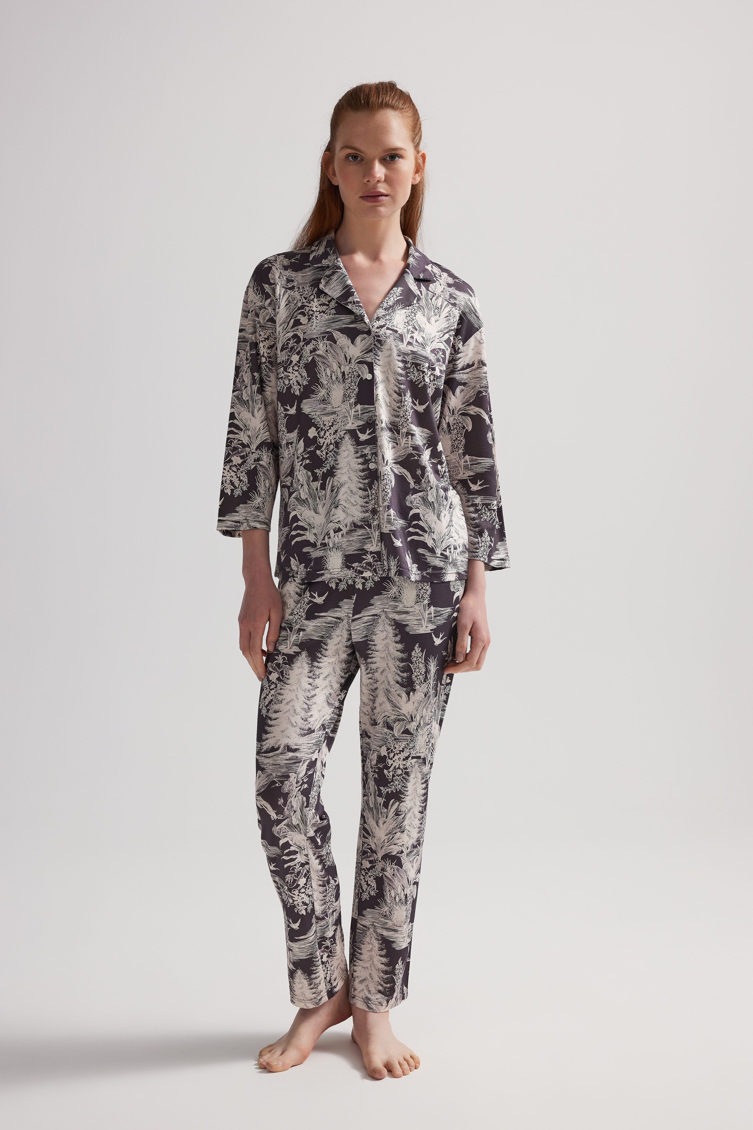 Hamile Viskon Uzun Kollu Gömlek Pijama Takımı