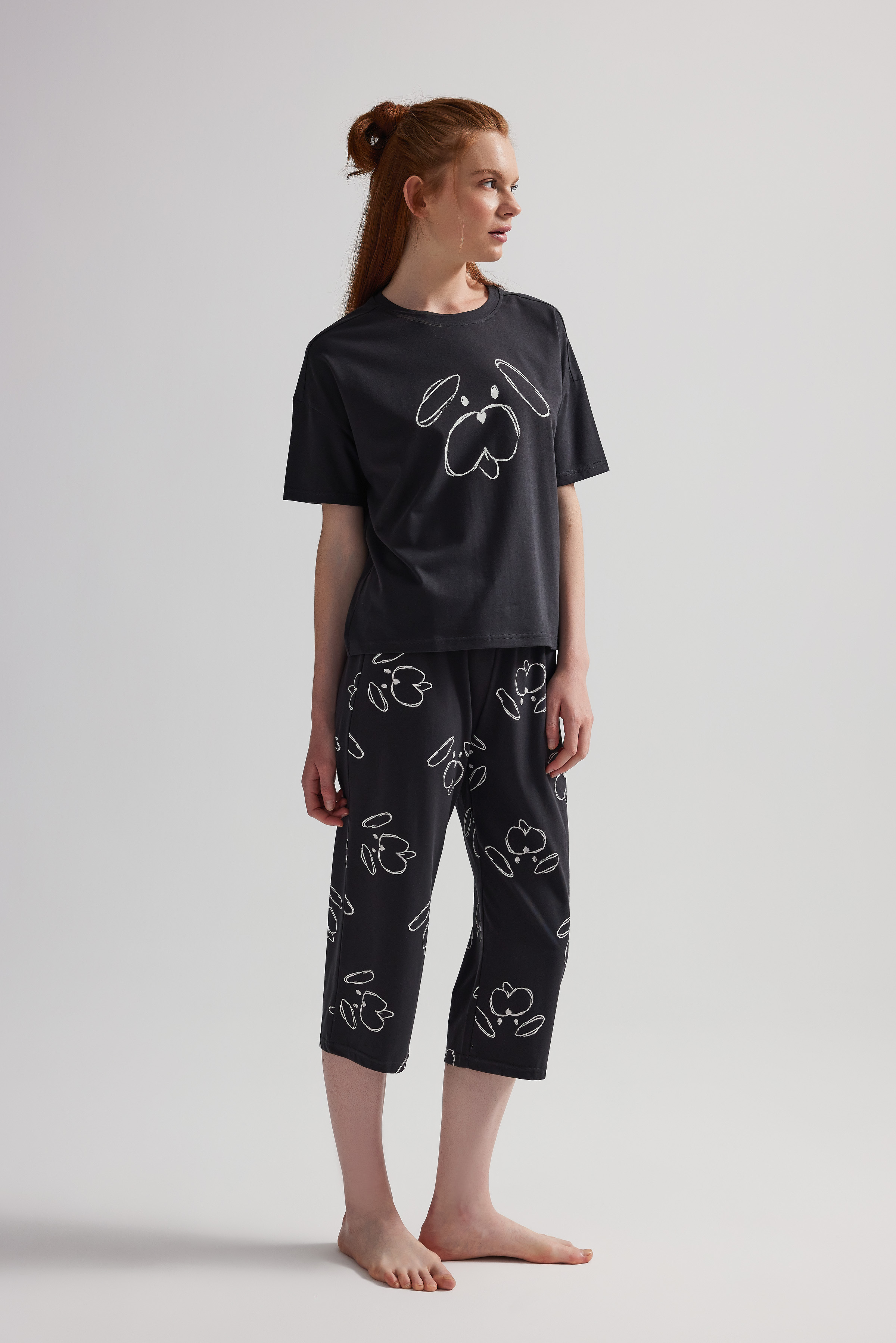 Kadın Pamuklu Kısa Kollu Pijama Üstü