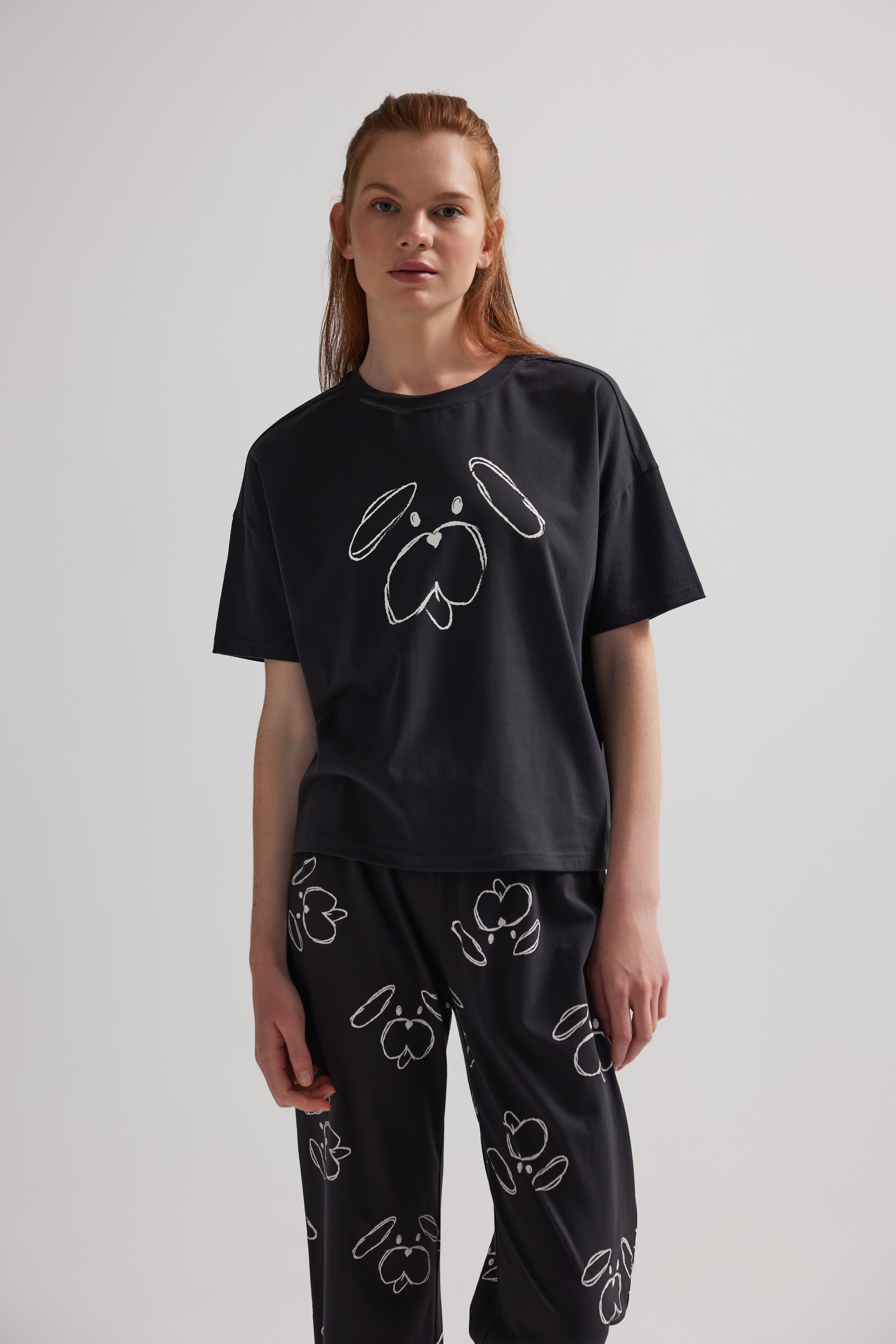 Kadın Pamuklu Kısa Kollu Pijama Üstü