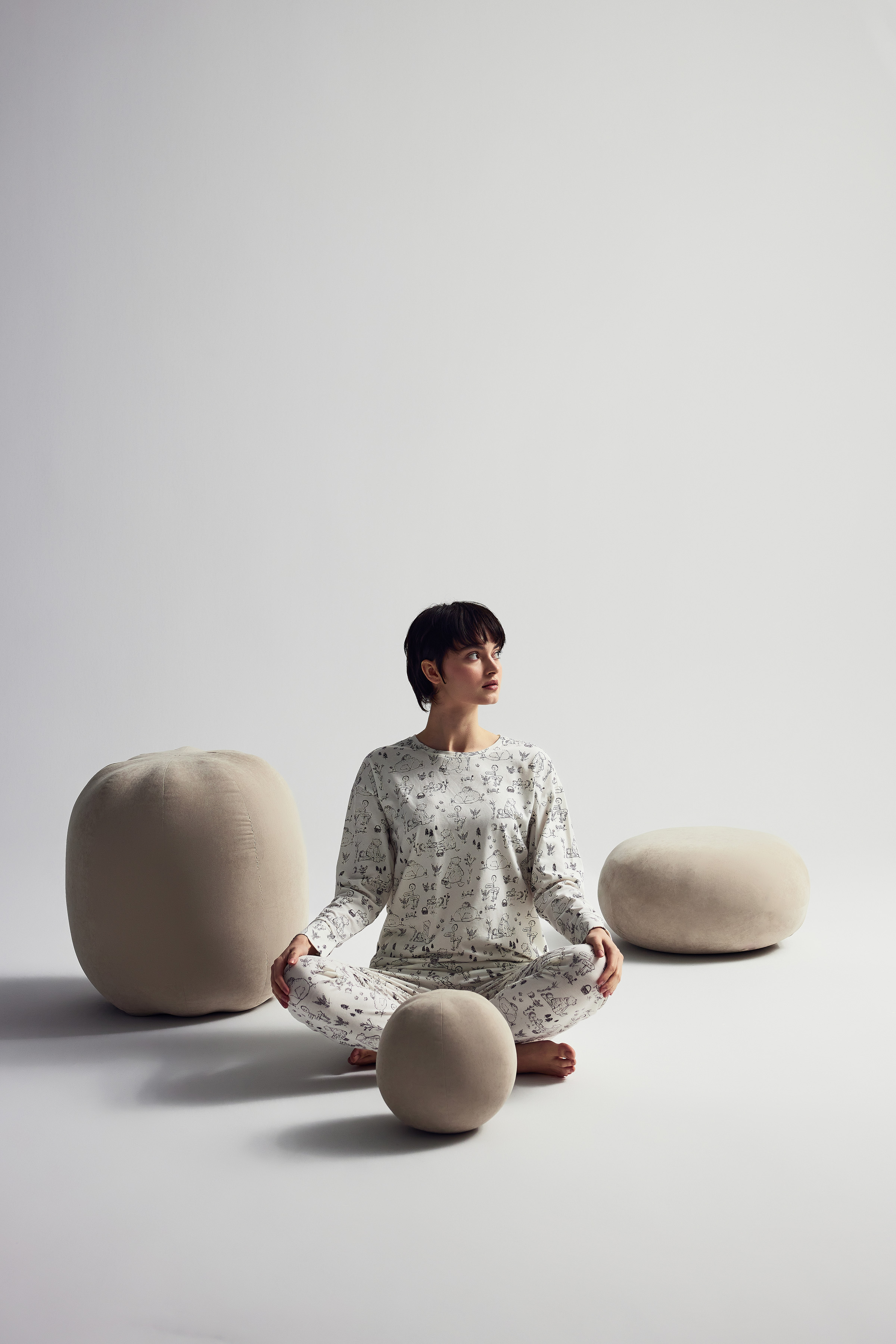 Kadın Pamuklu Uzun Kollu Pijama Takımı