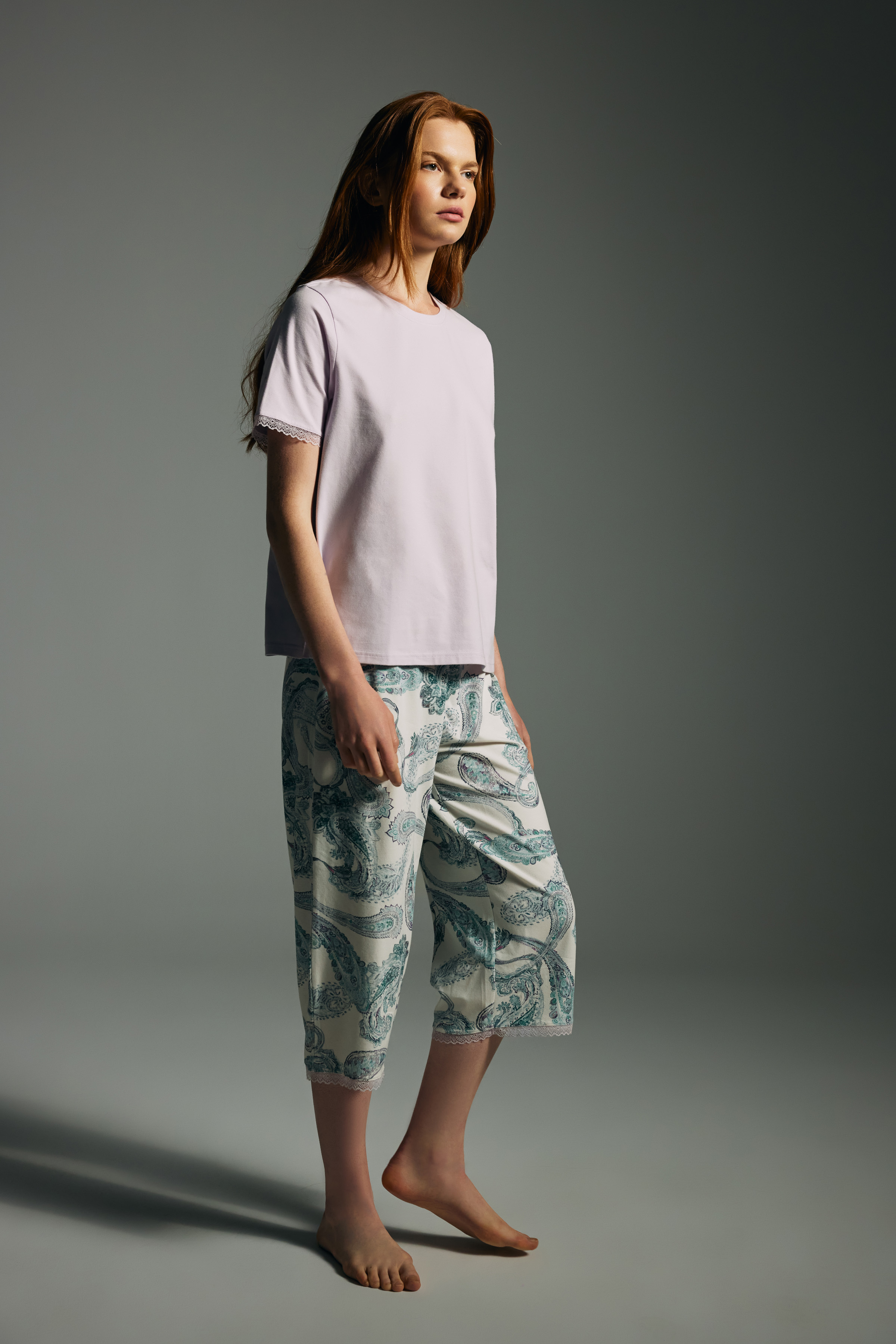 Kadın Pamuklu Kapri Pijama Altı