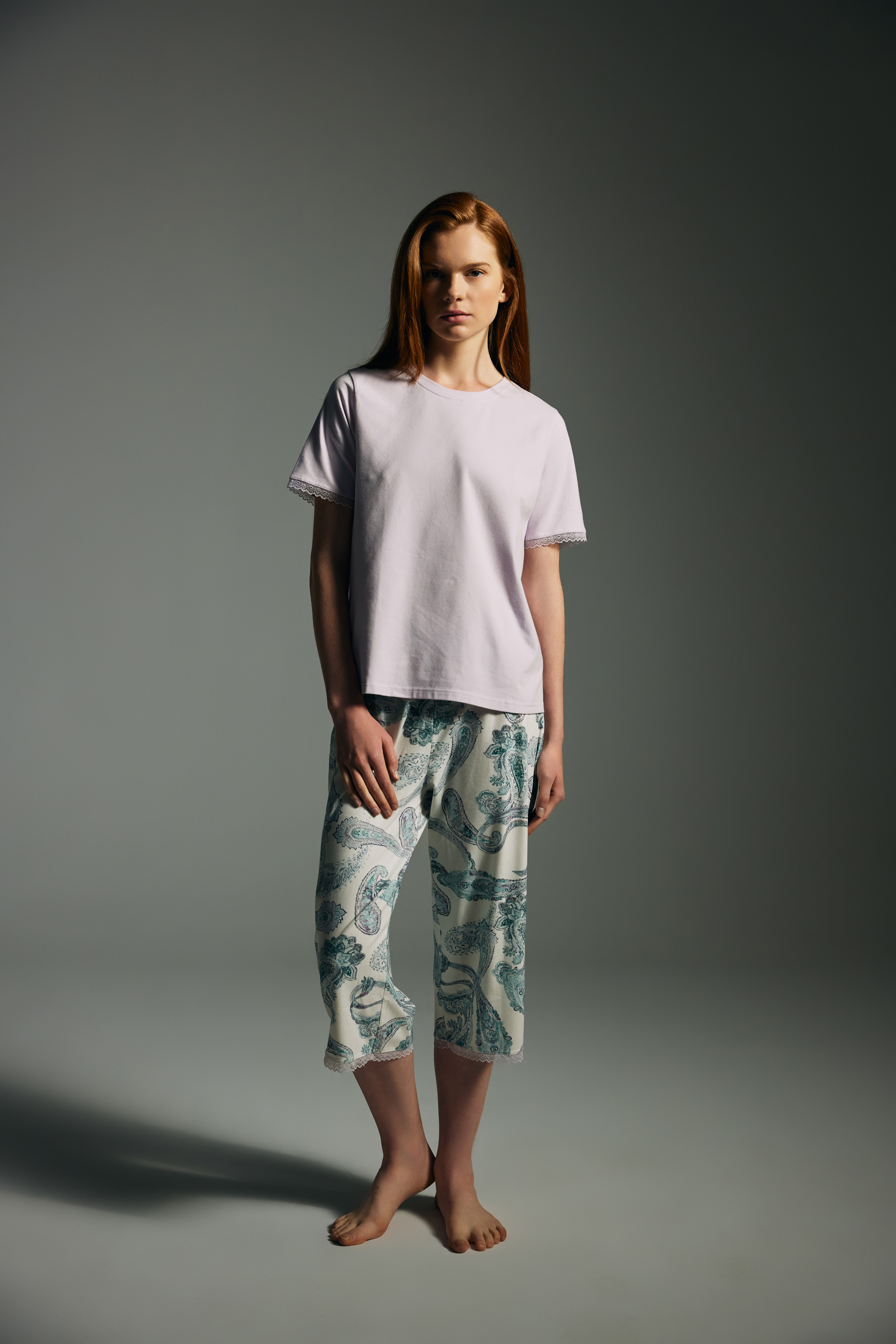 Kadın Pamuklu Kapri Pijama Altı