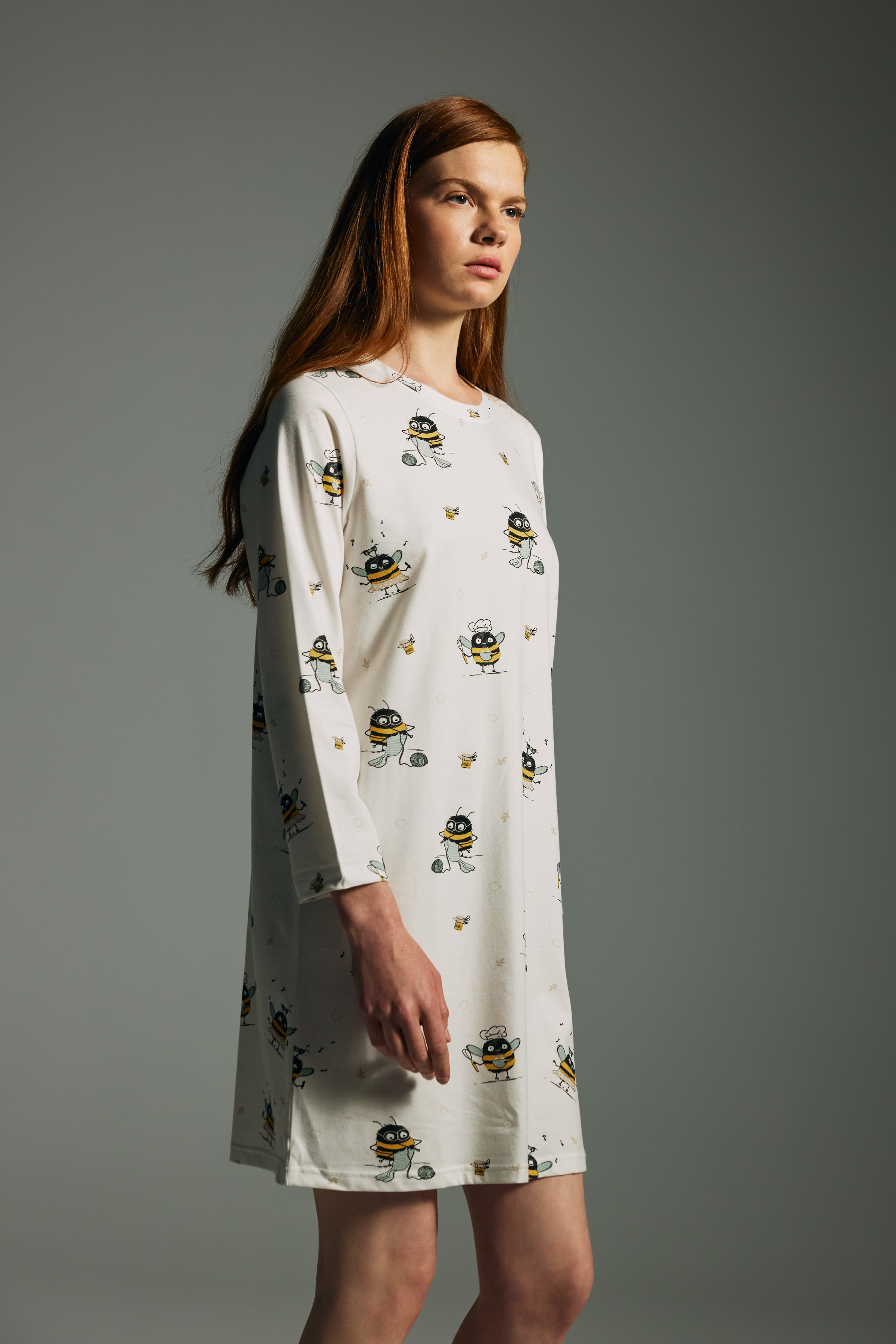 Kadın Pamuklu Uzun Kollu Gecelik