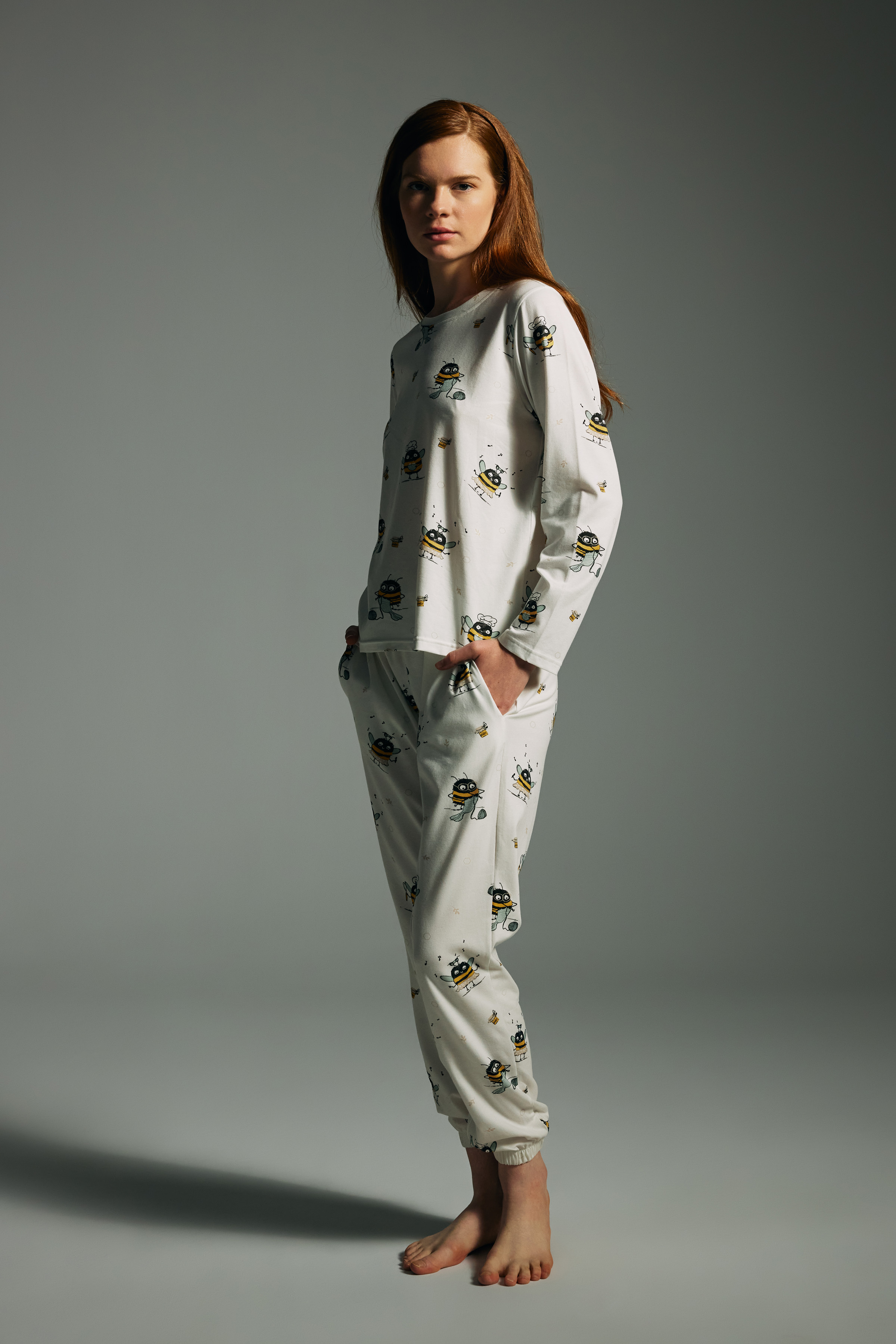 Kadın Pamuklu Uzun Kollu Pijama Üstü