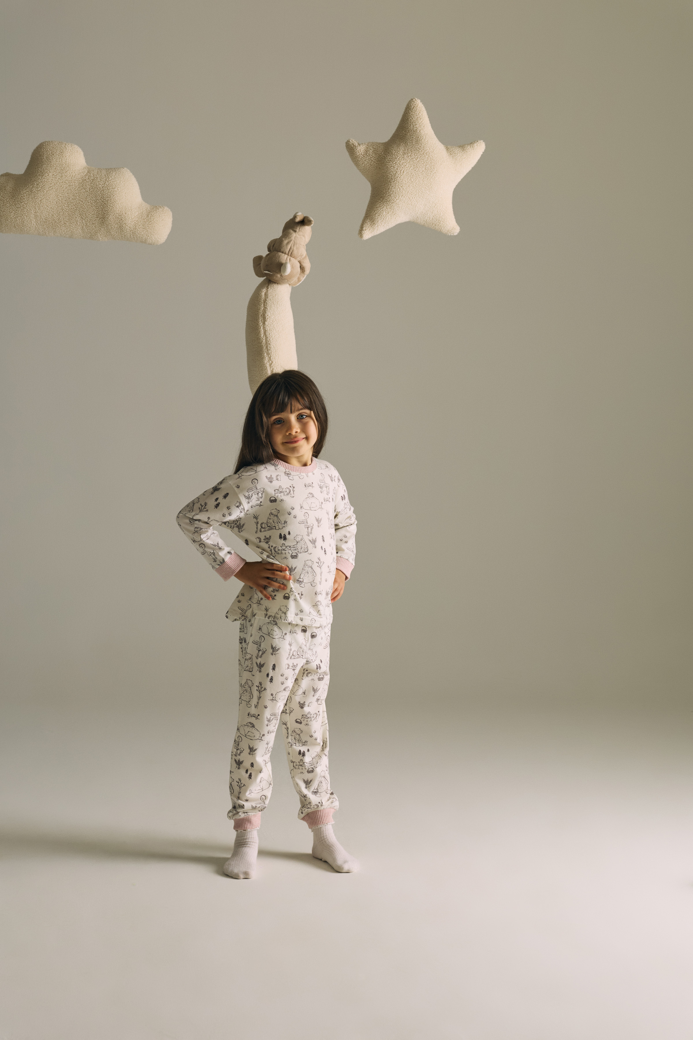 Kız Çocuk Pamuklu Uzun Kollu Pijama Takımı