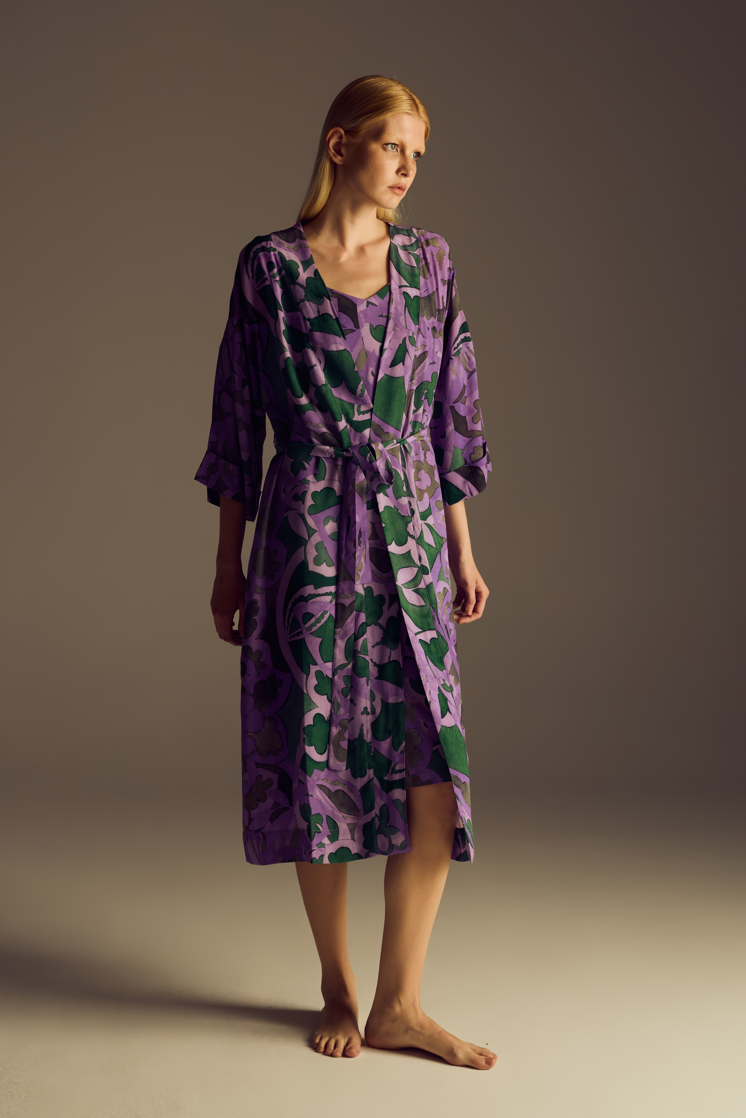 Kadın Vegan Dokuma Uzun Kollu Kimono