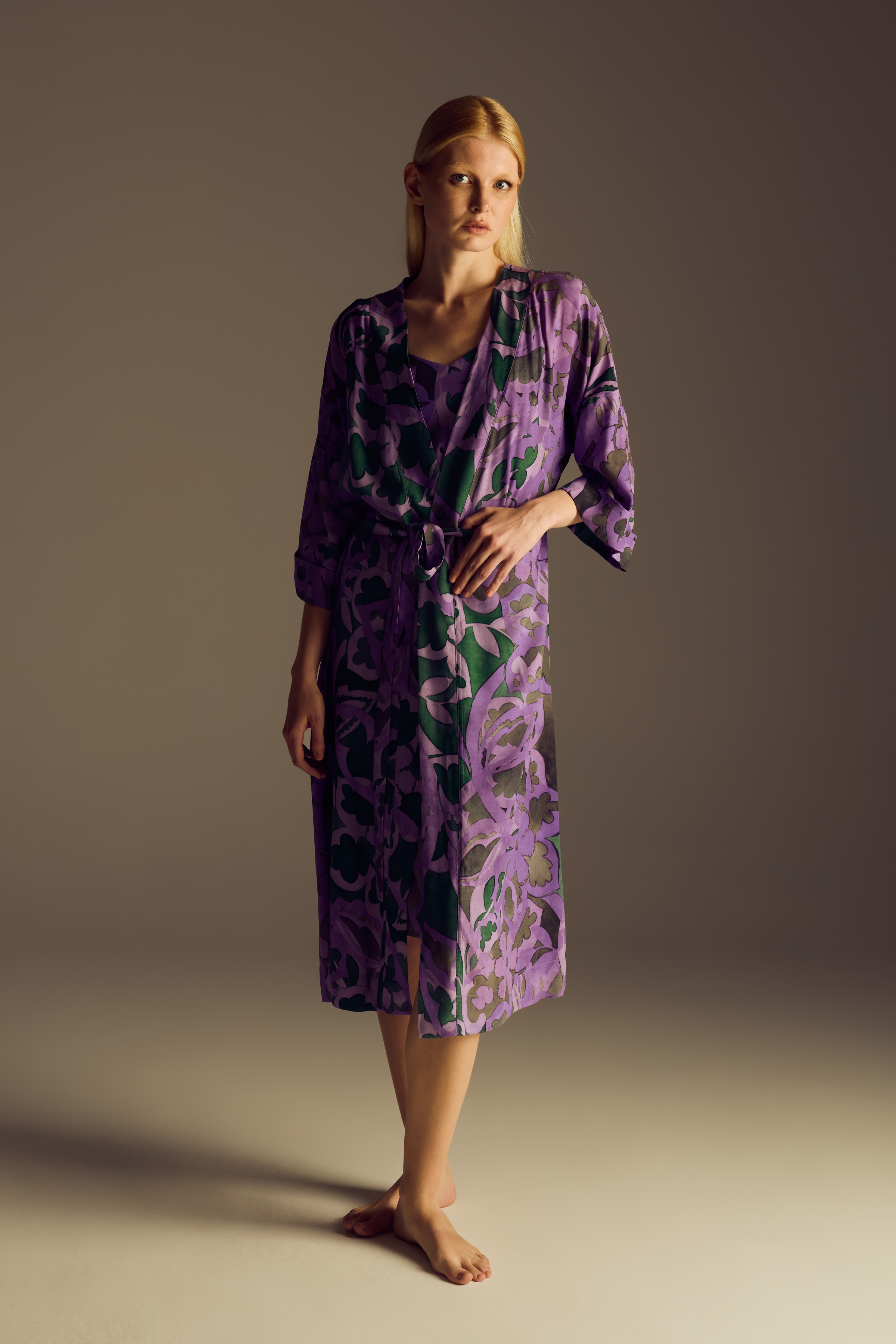 Kadın Vegan Dokuma Uzun Kollu Kimono