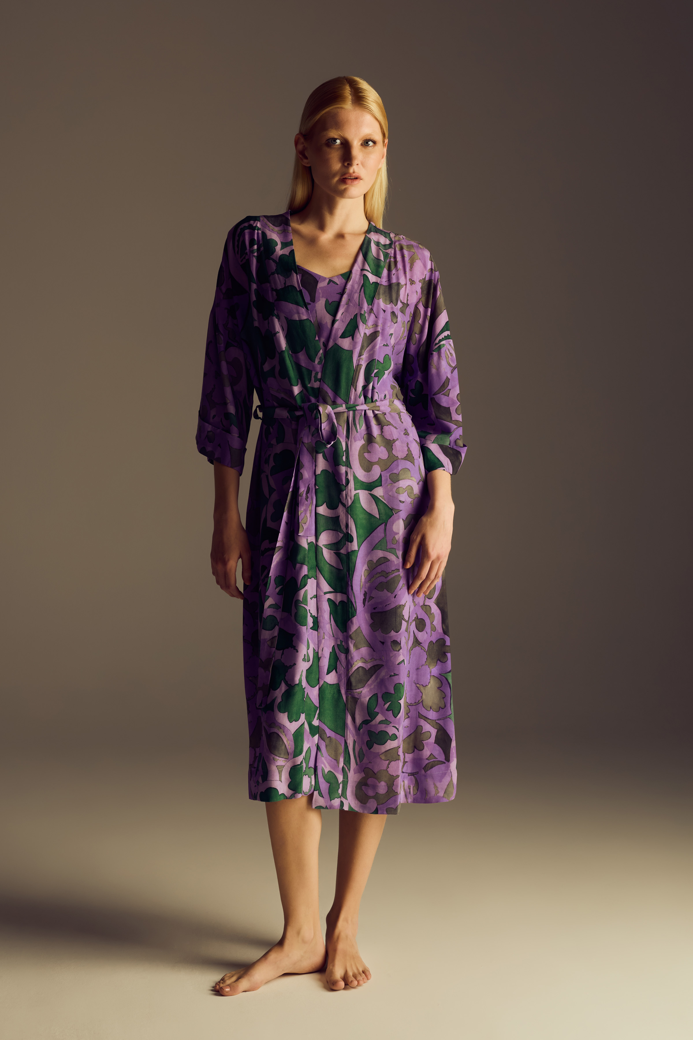 Kadın Vegan Dokuma Uzun Kollu Kimono