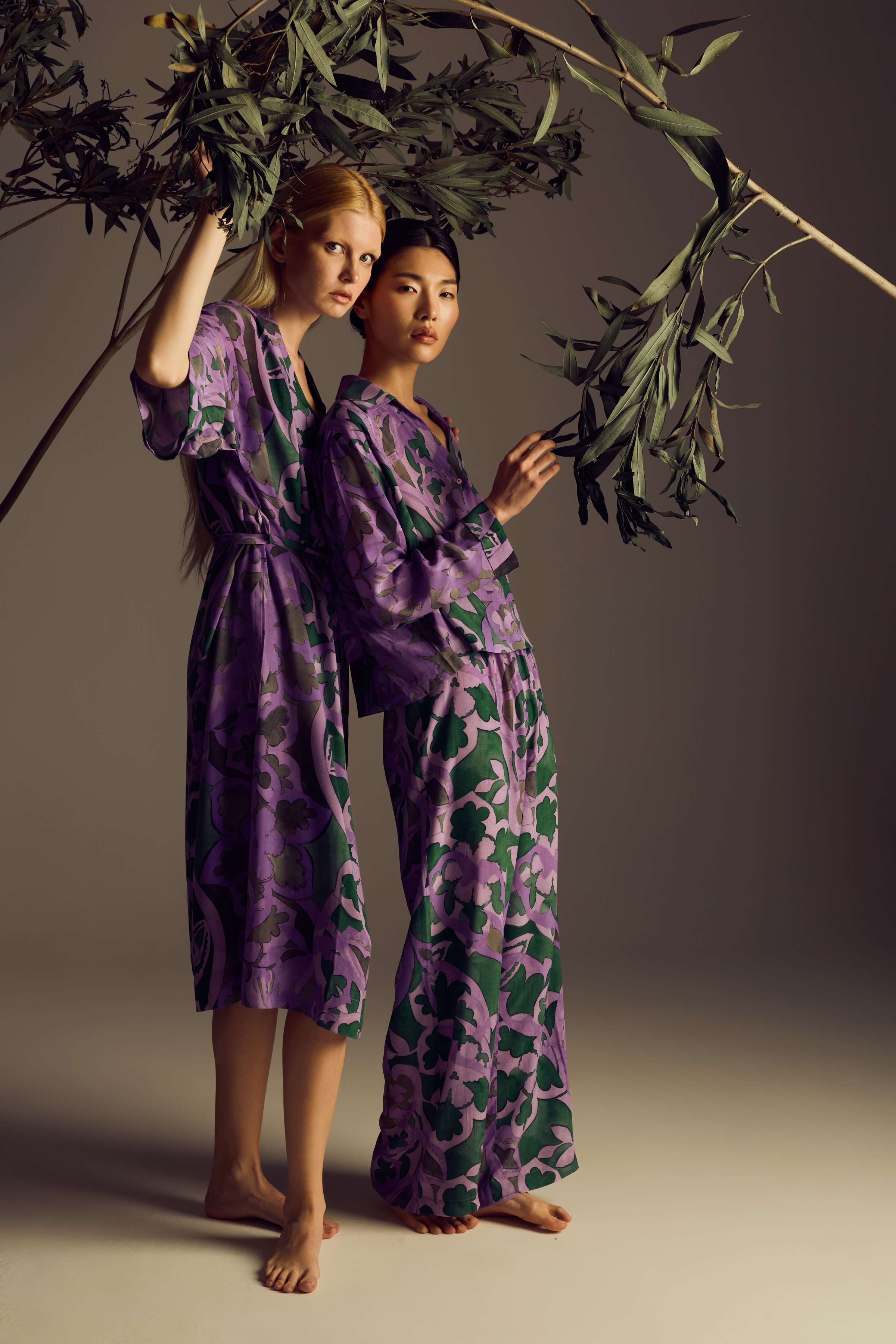 Kadın Vegan Dokuma Uzun Kollu Kimono