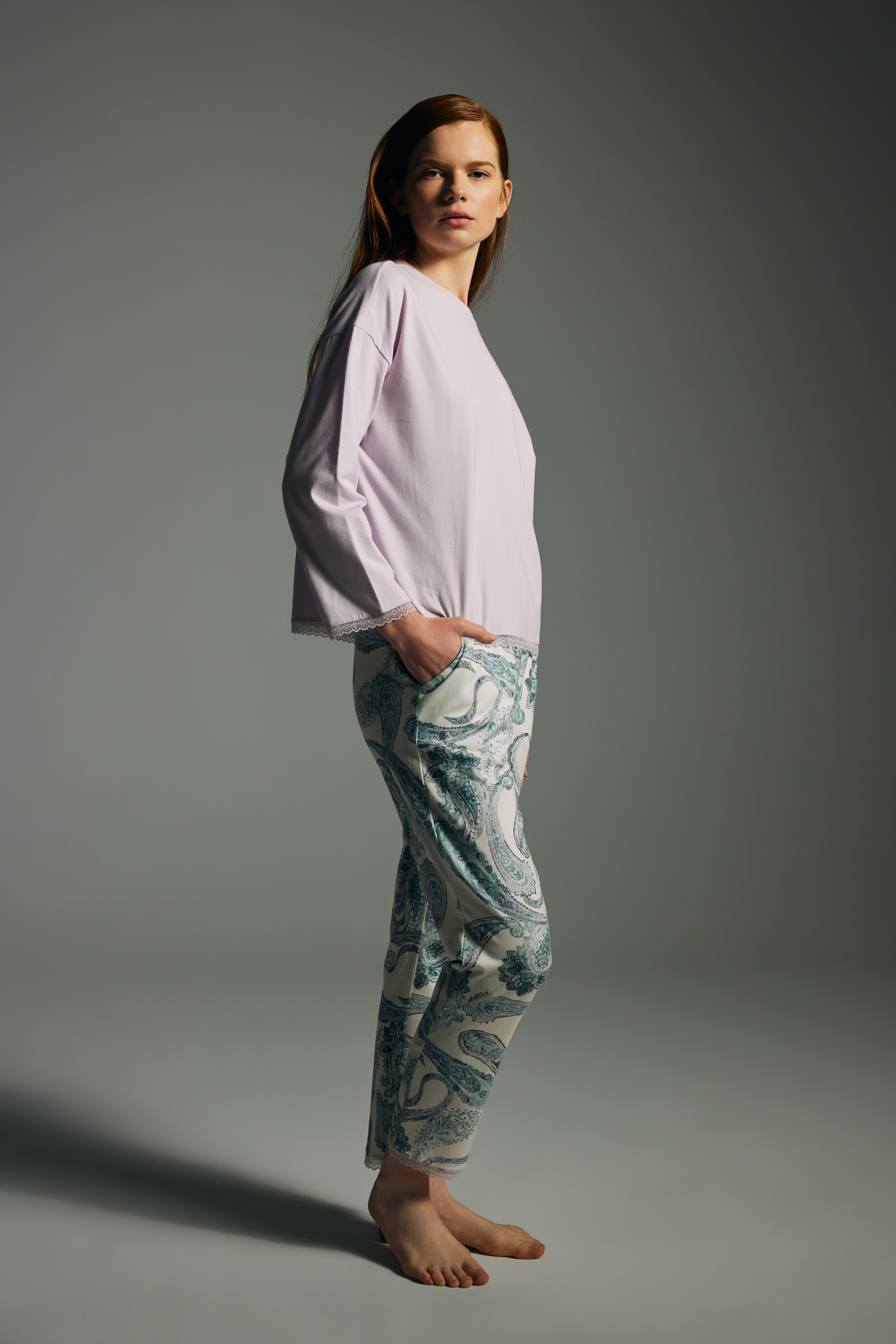 Kadın Pamuklu Uzun Kollu Pijama Üstü