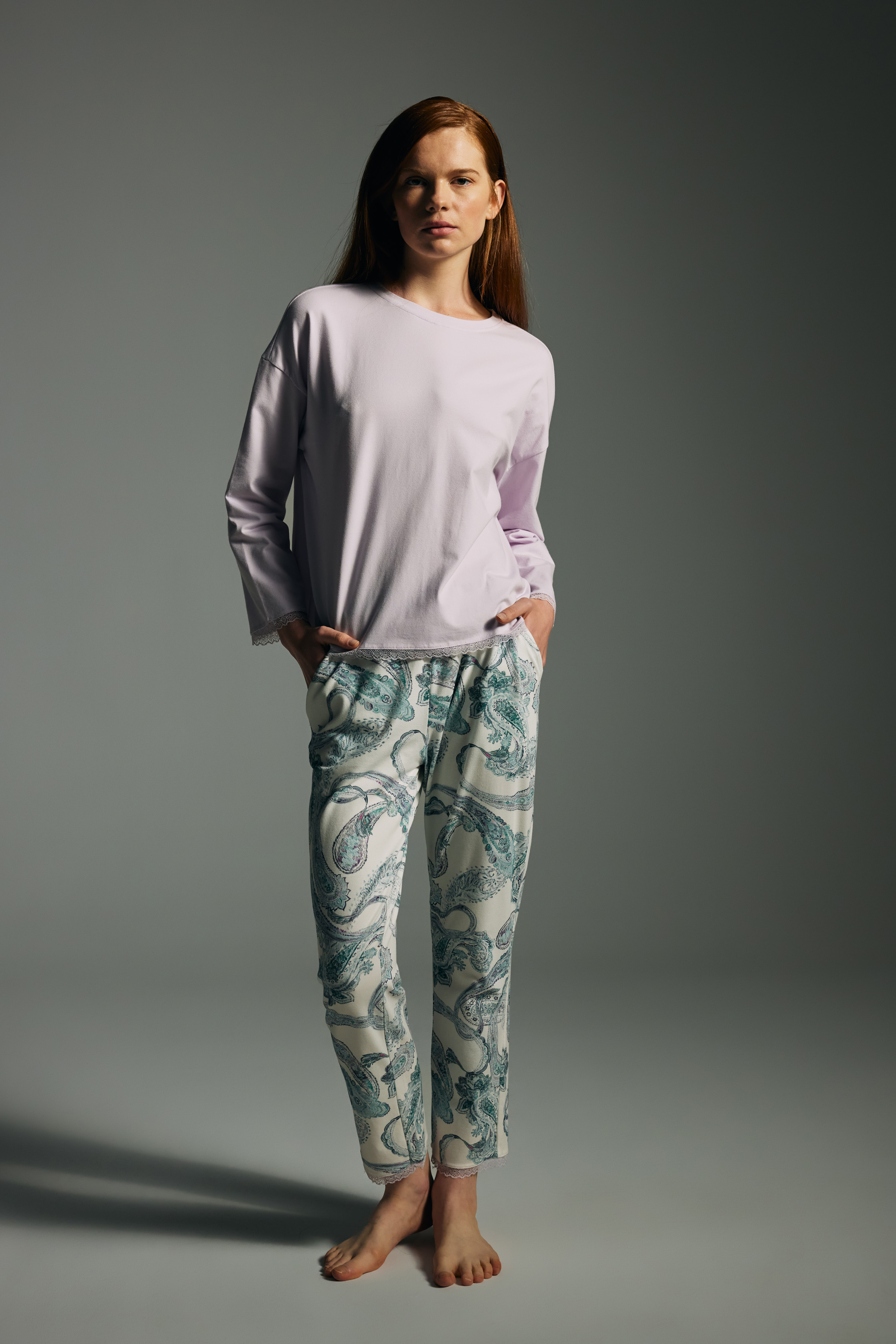 Kadın Pamuklu Uzun Kollu Pijama Üstü