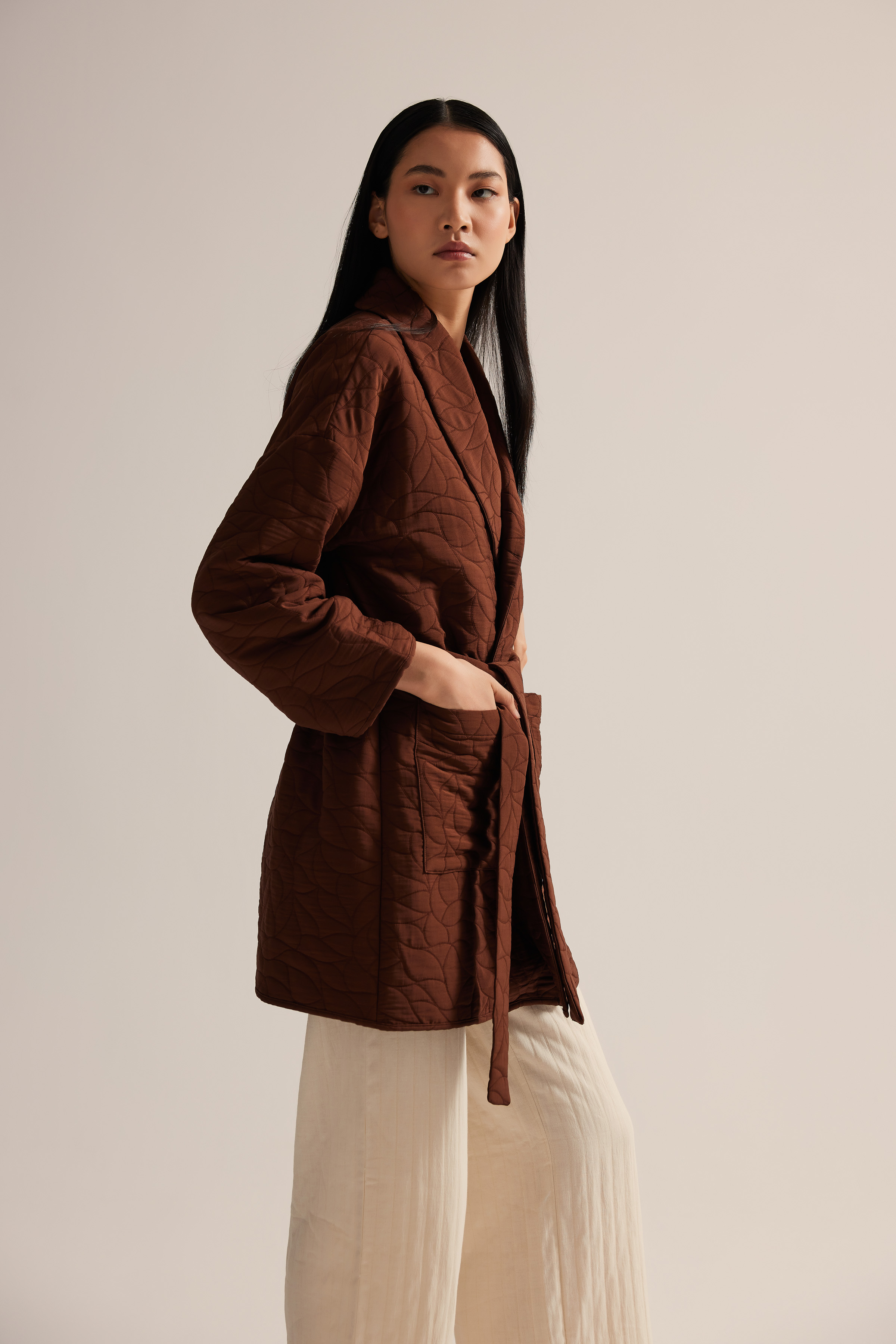 Kadın Premium Kapitone Cep Detaylı Sabahlık