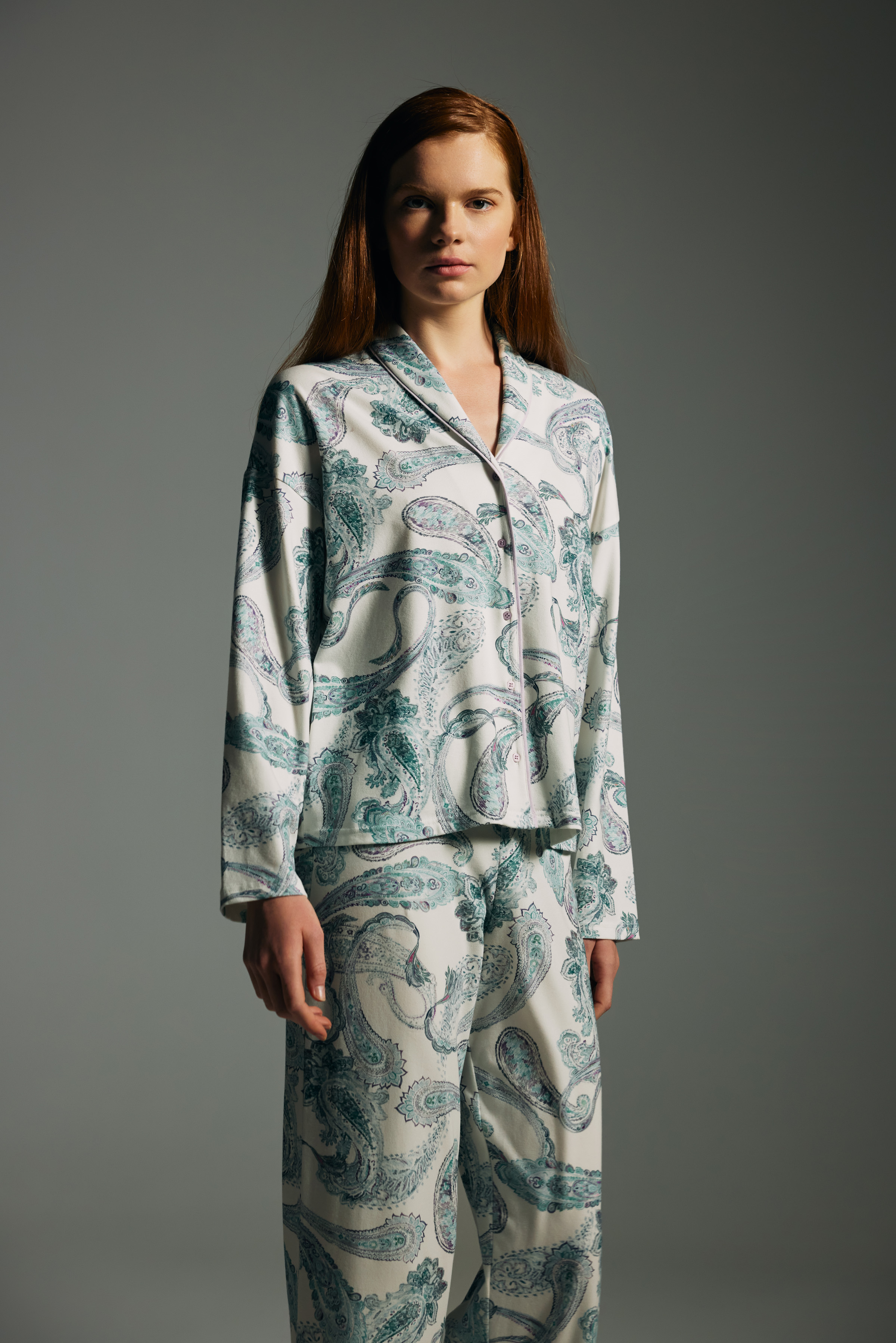 Kadın Pamuklu Uzun Kollu Gömlek Pijama Takımı