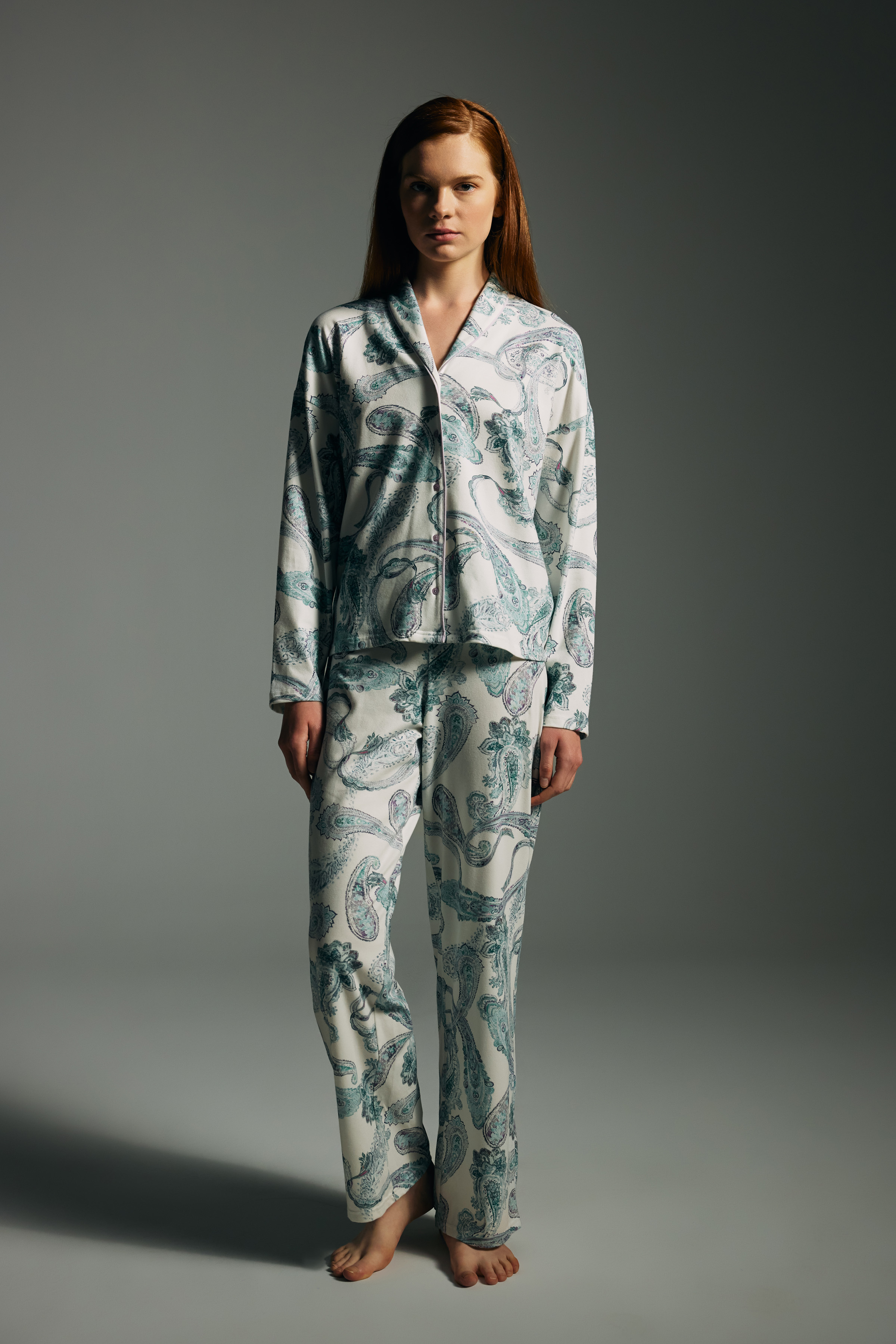 Kadın Pamuklu Uzun Kollu Gömlek Pijama Takımı