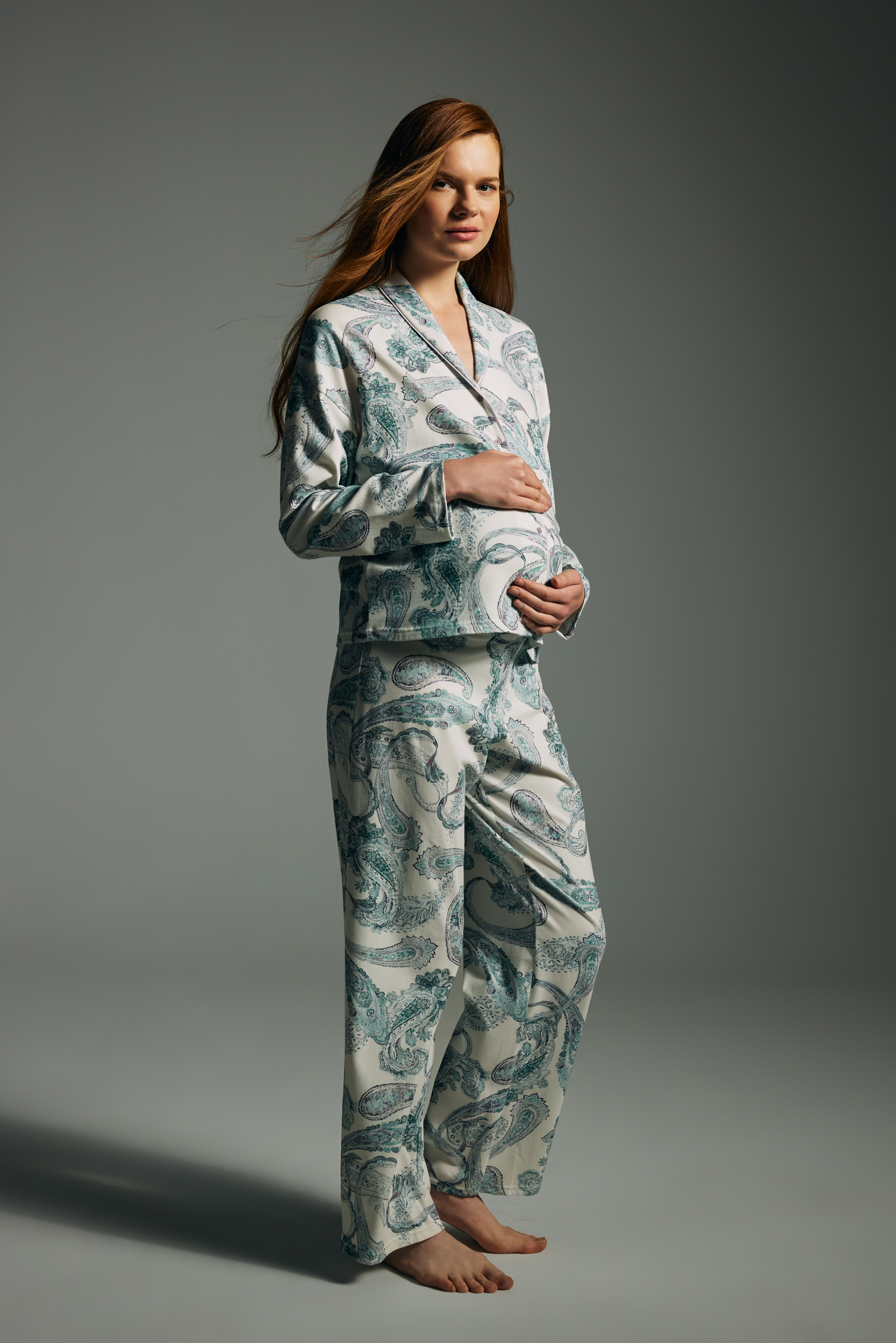 Kadın Pamuklu Uzun Kollu Gömlek Pijama Takımı