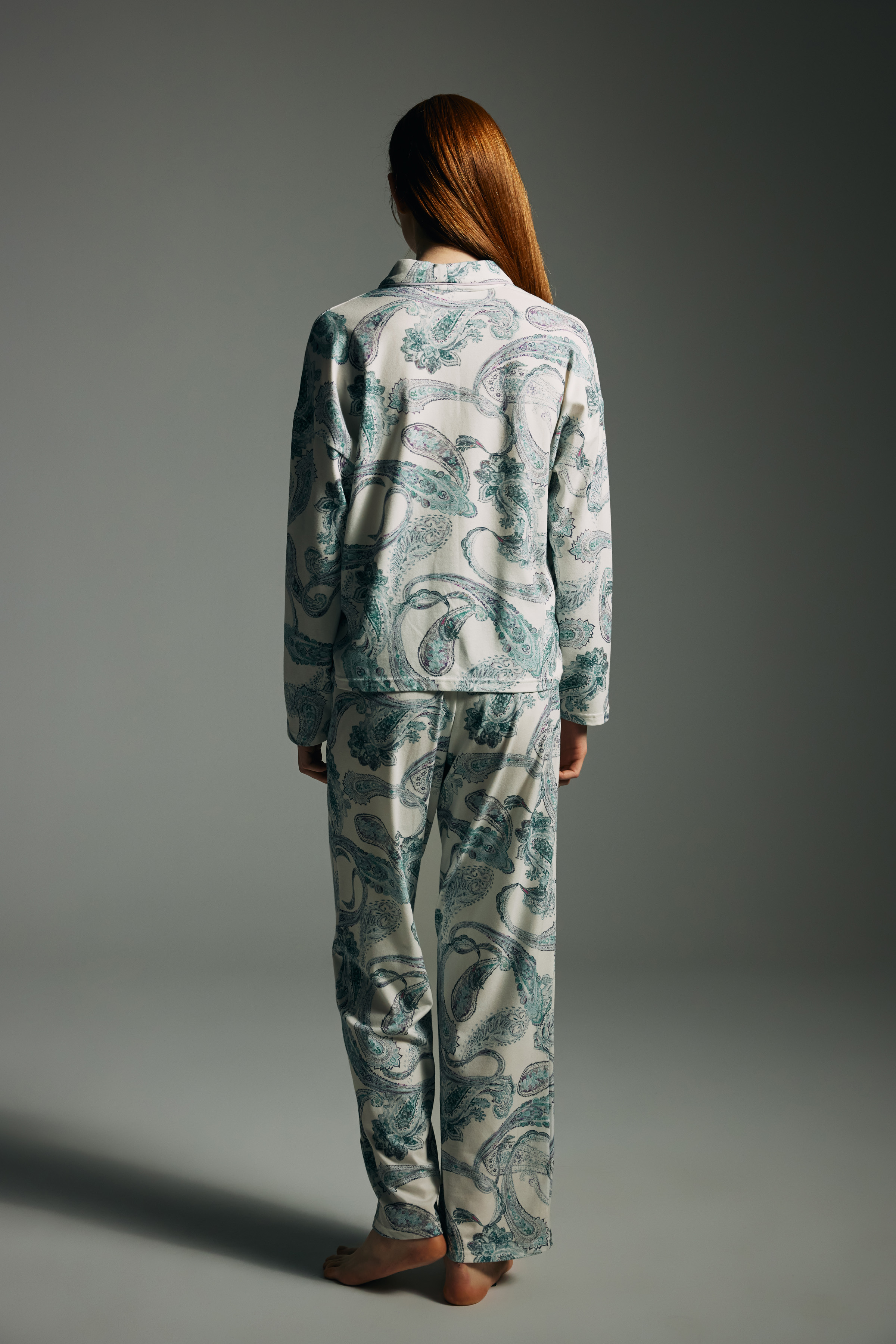 Kadın Pamuklu Uzun Kollu Gömlek Pijama Takımı