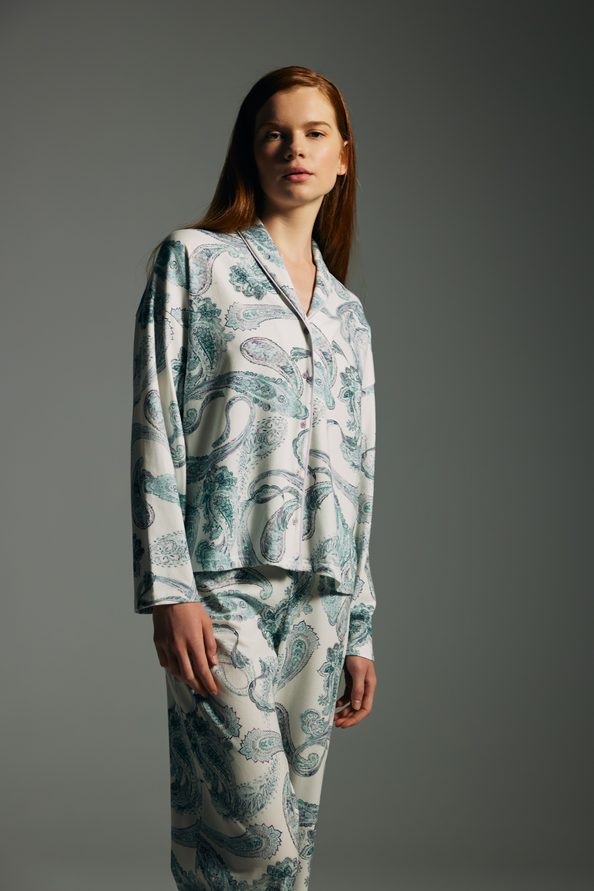 Kadın Pamuklu Uzun Kollu Gömlek Pijama Takımı