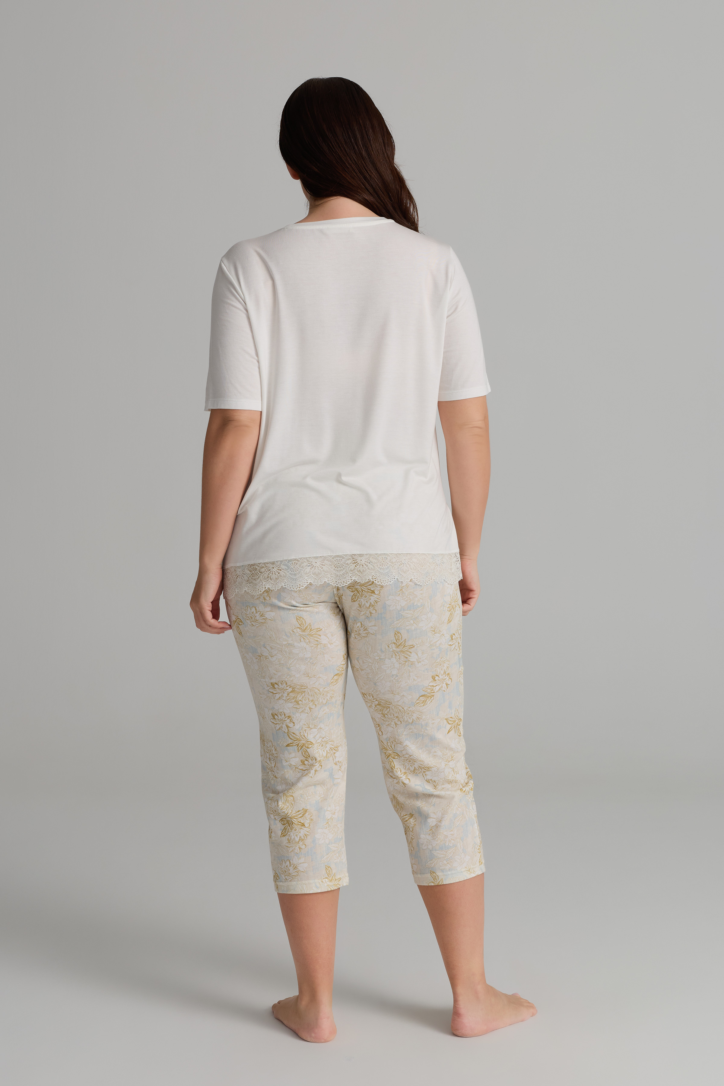 Kadın Plus Size Viskon Kısa Kollu Uzun Pijama Takımı