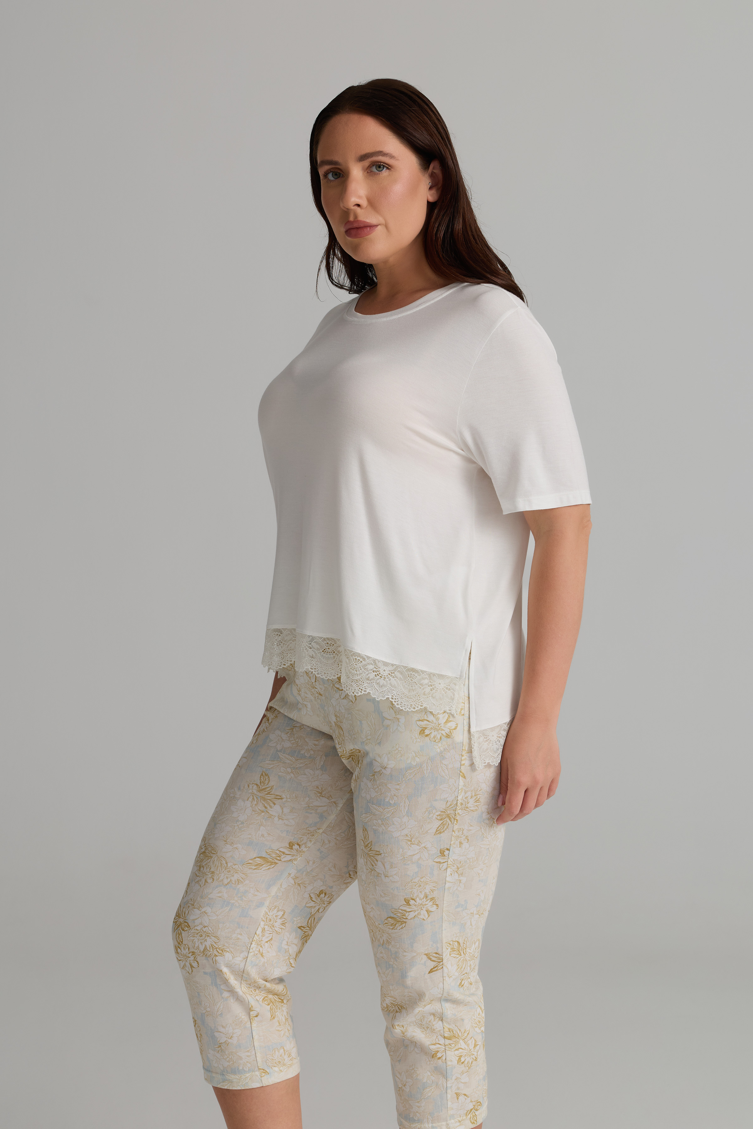 Kadın Plus Size Viskon Kısa Kollu Uzun Pijama Takımı