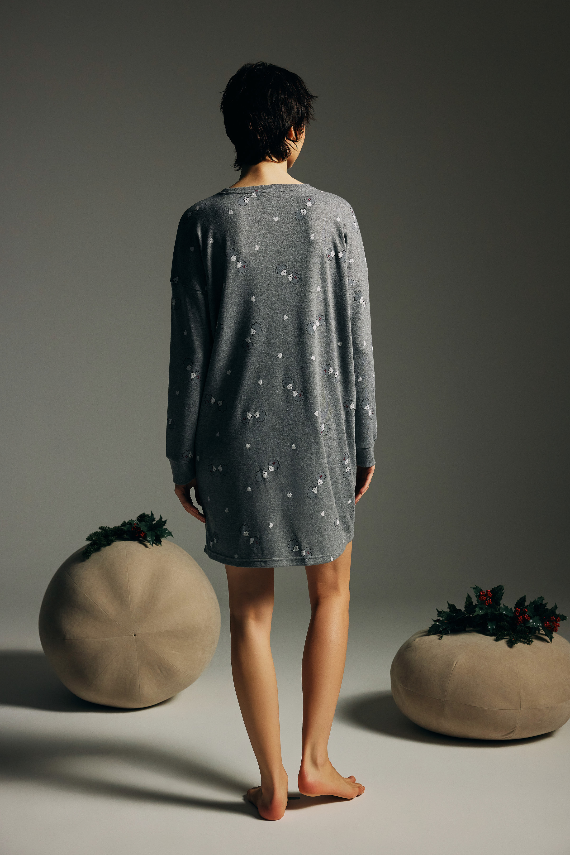 Kadın Pamuklu Uzun Kollu Gecelik