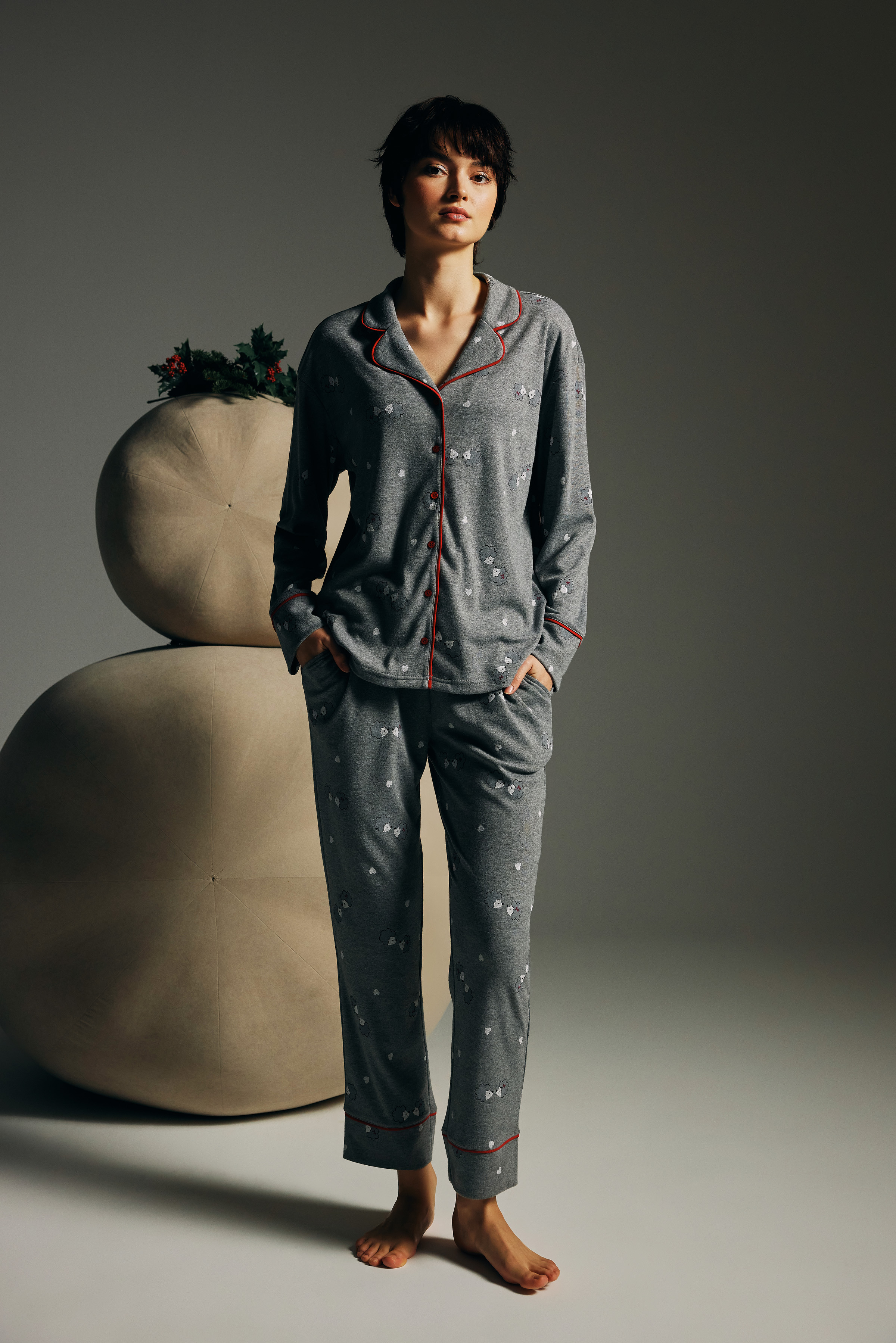 Kadın Pamuklu Cepli Uzun Pijama Altı